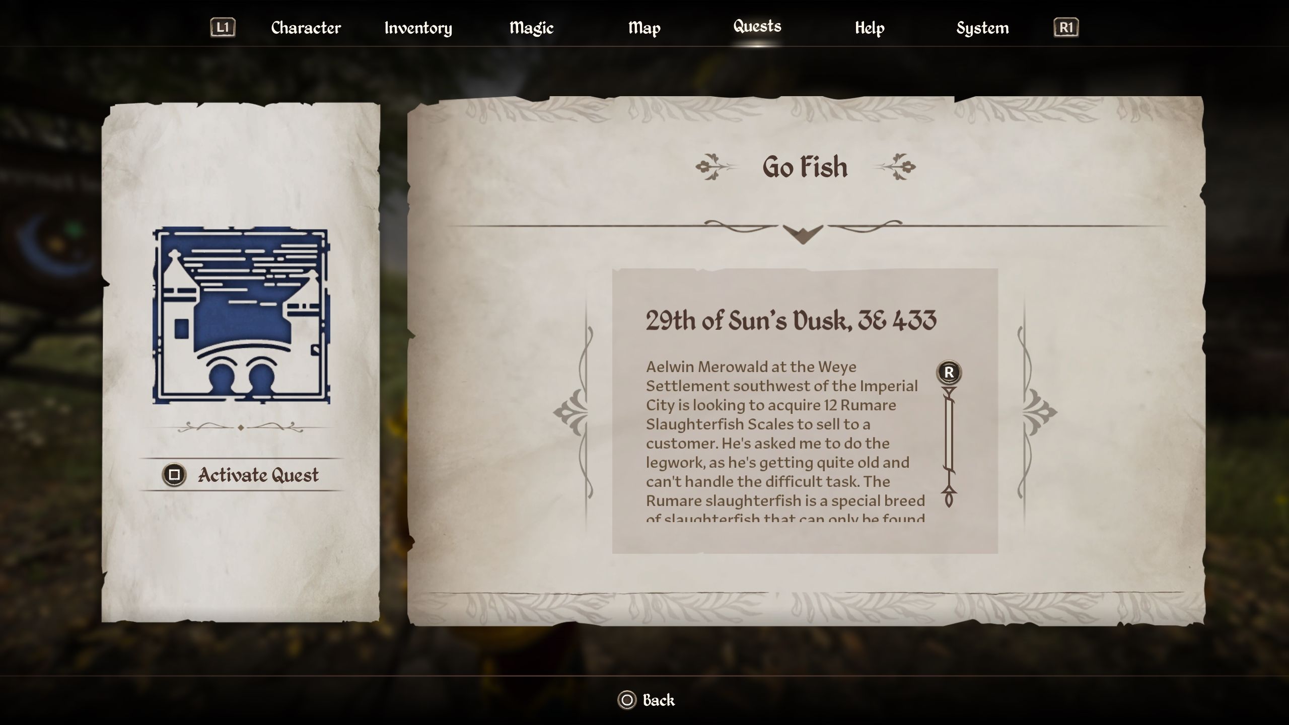 Go fish quest details - Oblivion Remastered