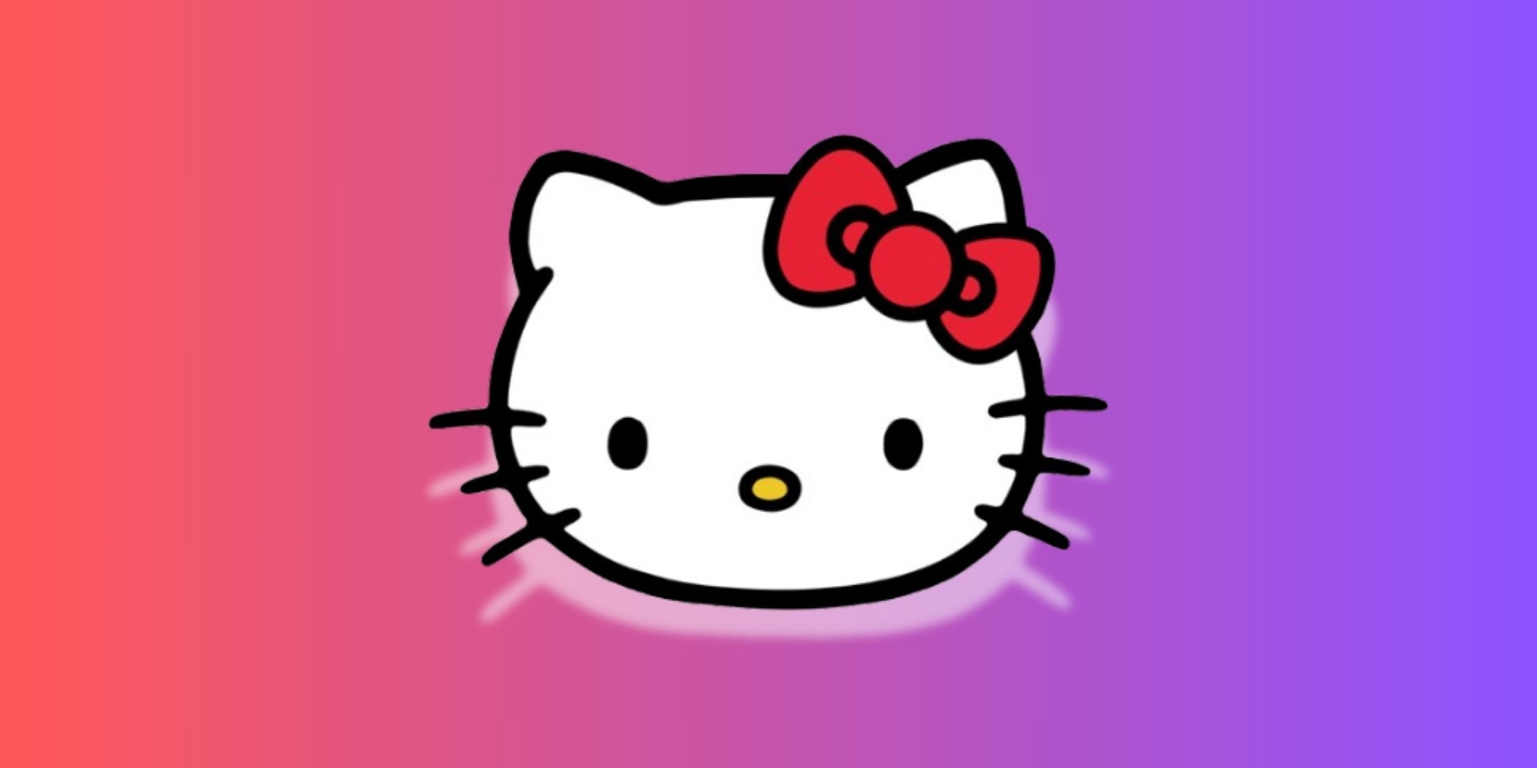 Hello Kitty's face on a purple gradual background.