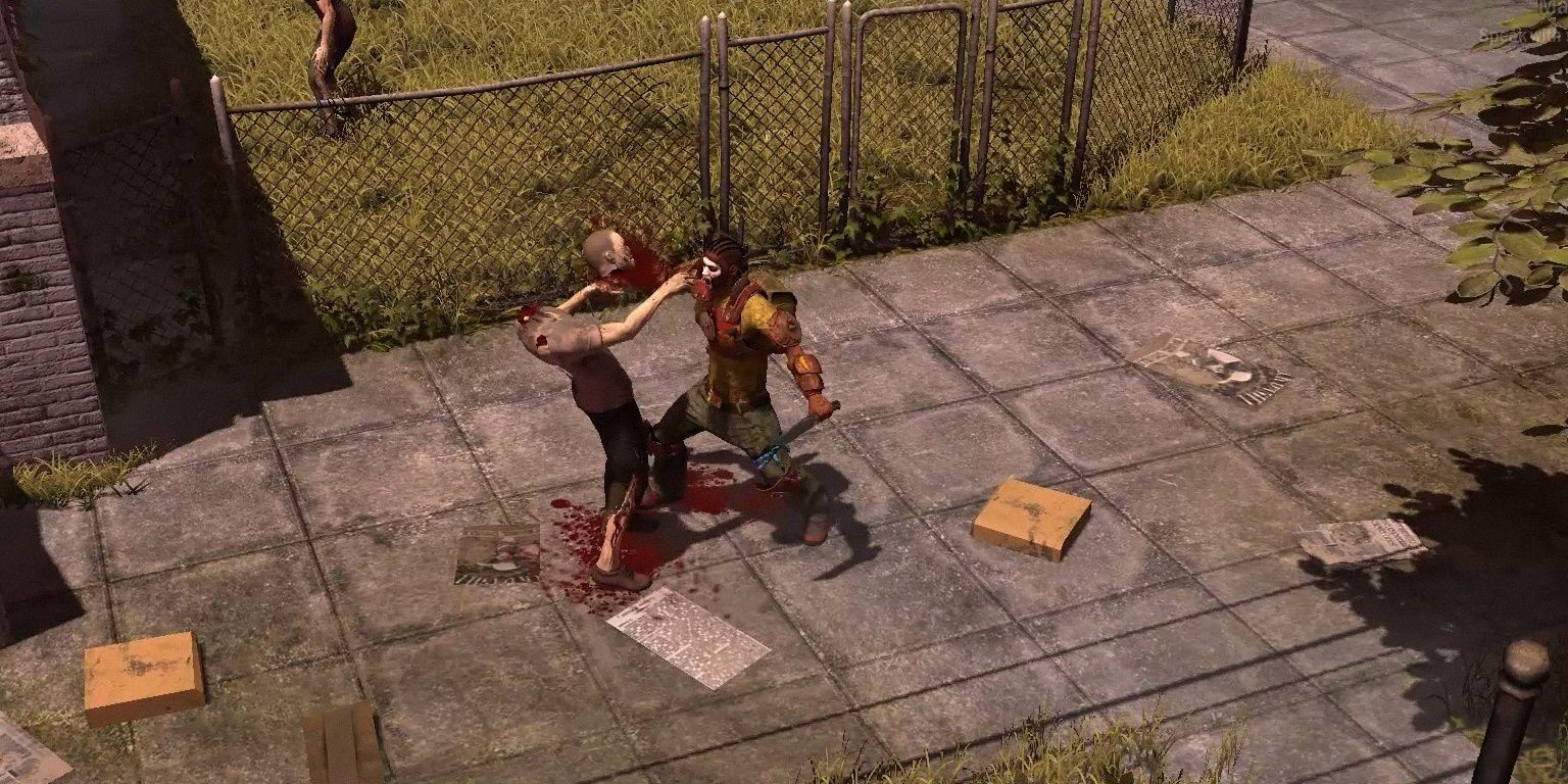 How To Survive 2: A zombie decapitated by a survivor.