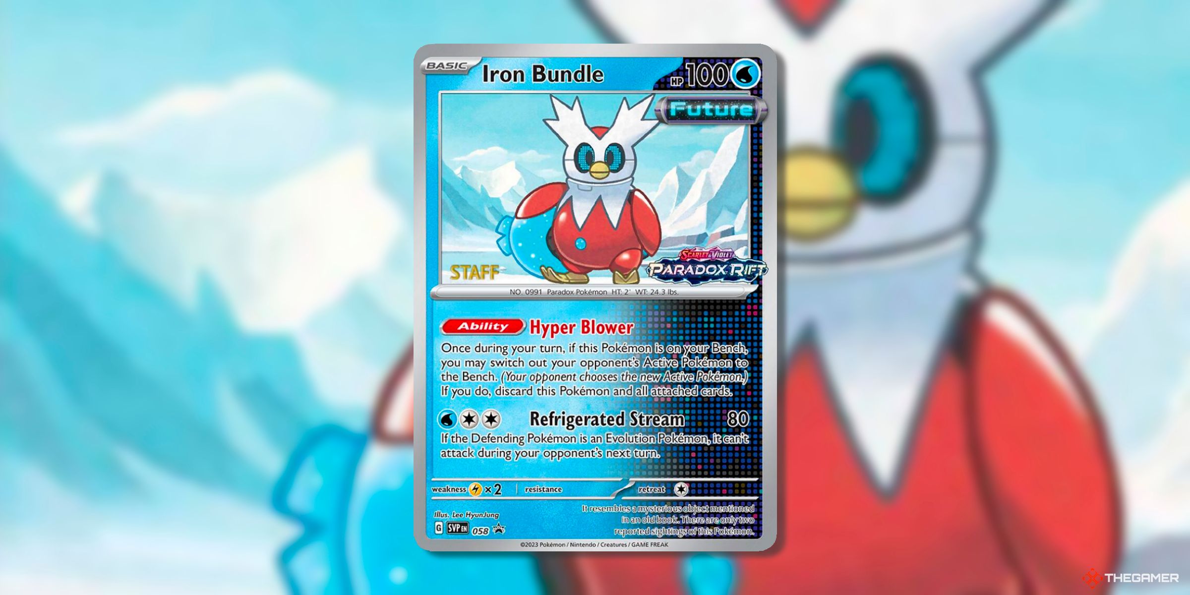 Iron Bundle (58, Staff, Pre-Release) Scarlet &amp; Violet Promo Card From The Pokemon TCG.