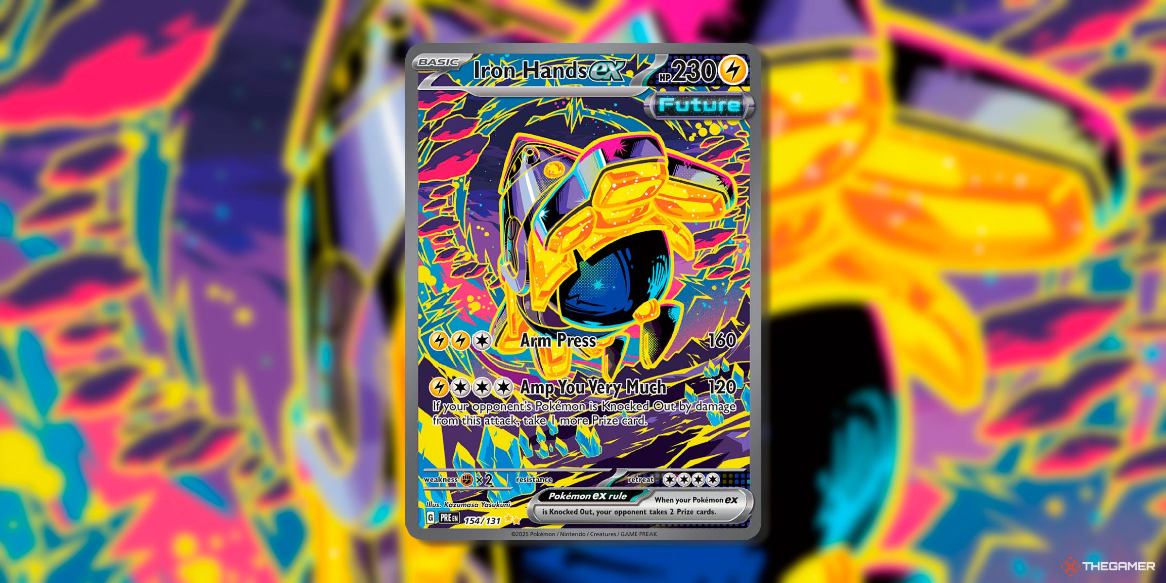 Iron Hands-ex 154 (Special Illustration Rare) From The Set Prismatic Evolutions Of The Pokemon TCG.