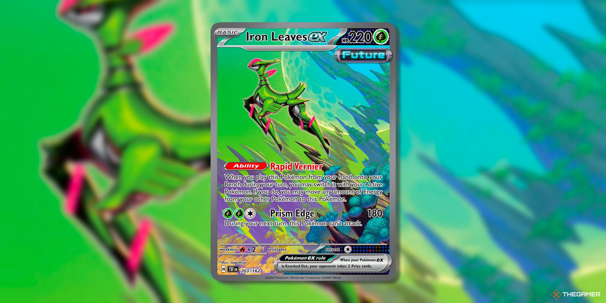 Iron Leaves-ex 203 (Special Illustration Rare) From The Set Temporal Forces Of The Pokemon TCG.