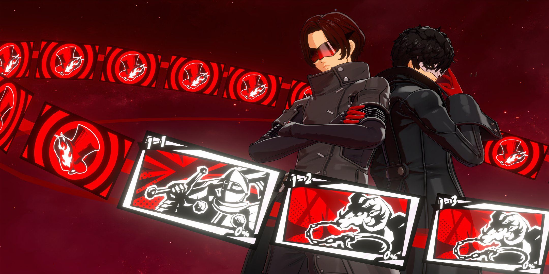 joker and phantom x character surrounded by mission cards.
