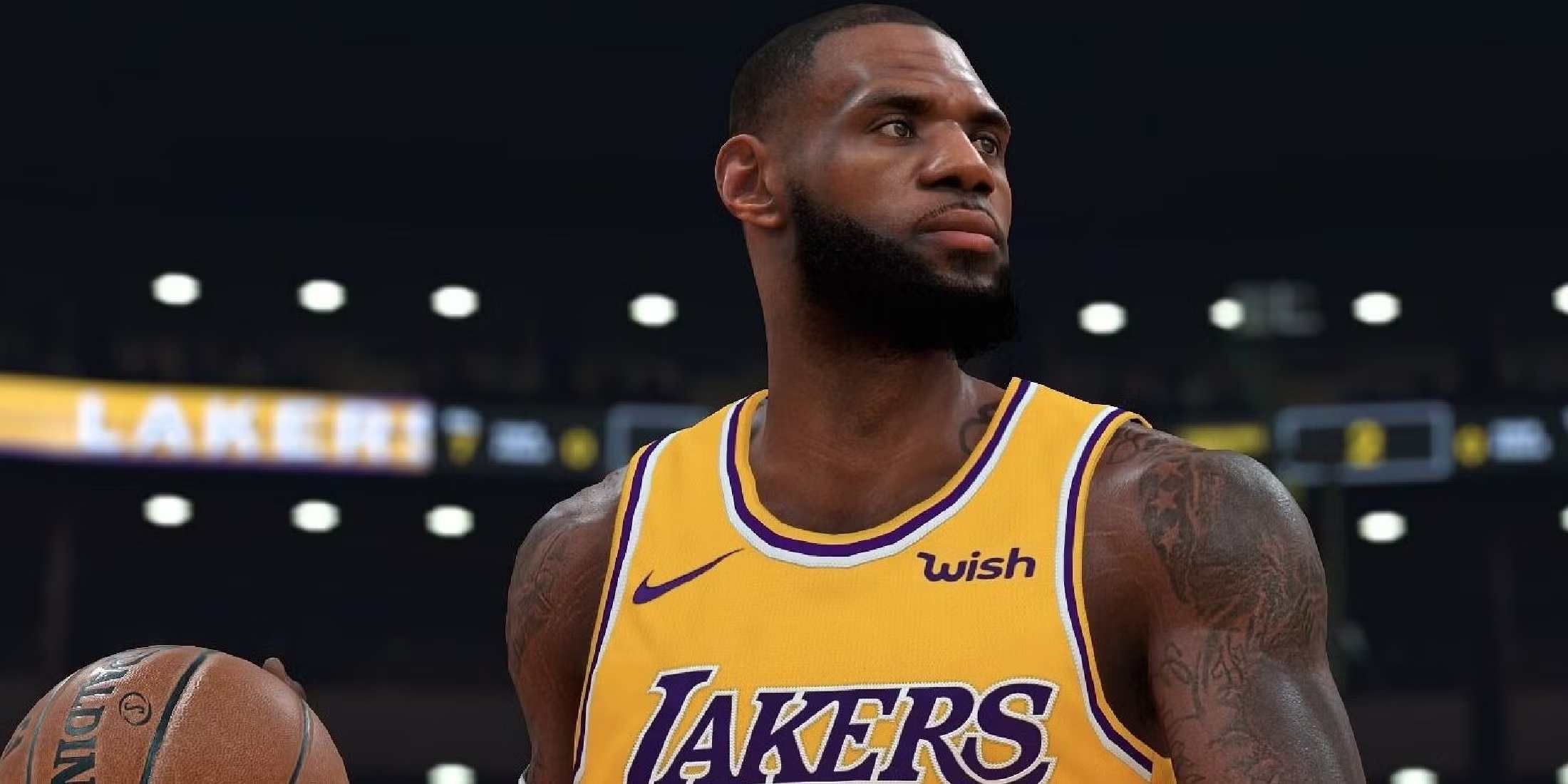 Lebron James holding a basketball in NBA 2K25