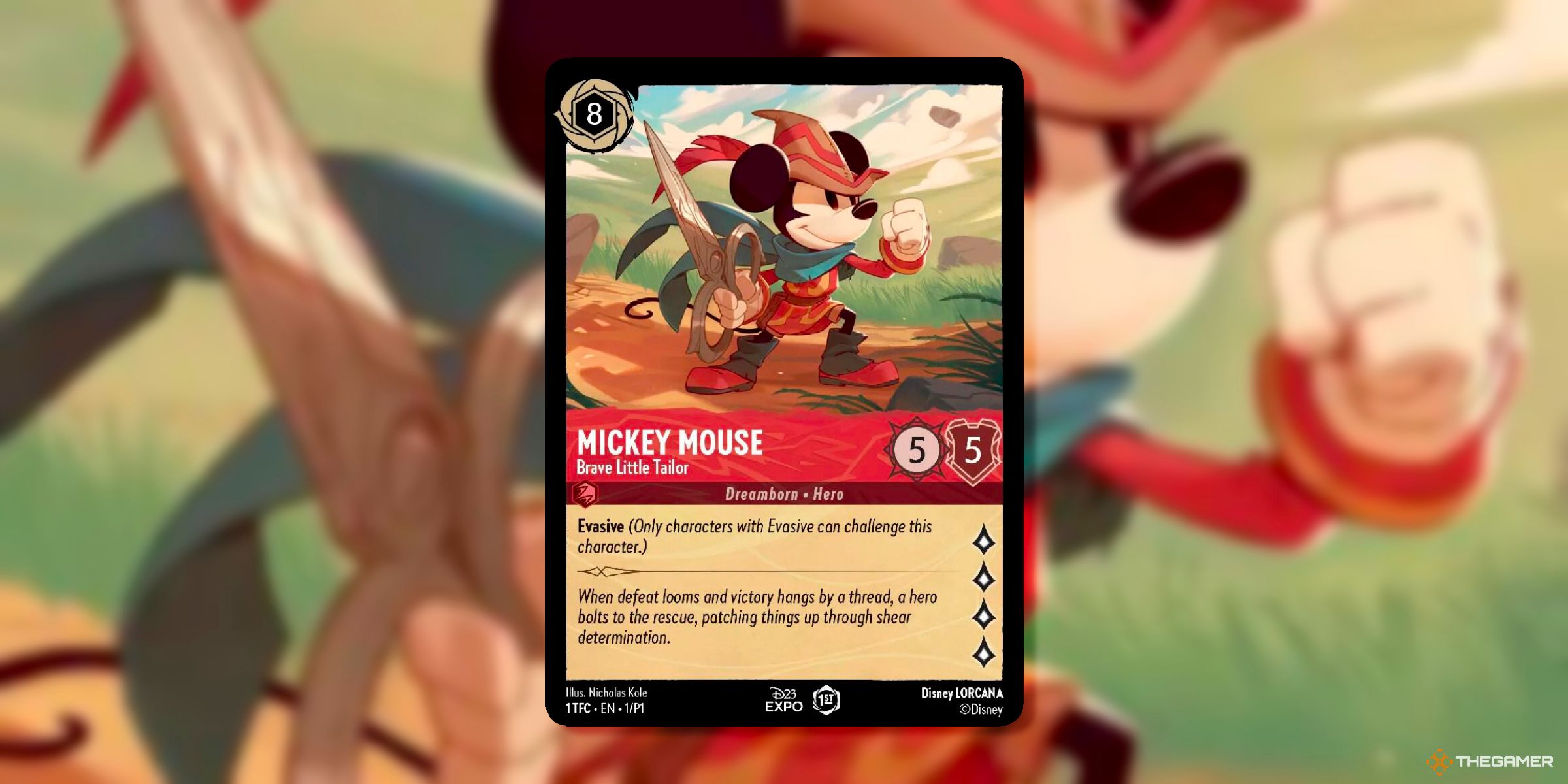 Mickey Mouse, Brave Little Tailor (D23 Promo, 1) Character Card From Disney Lorcana.
