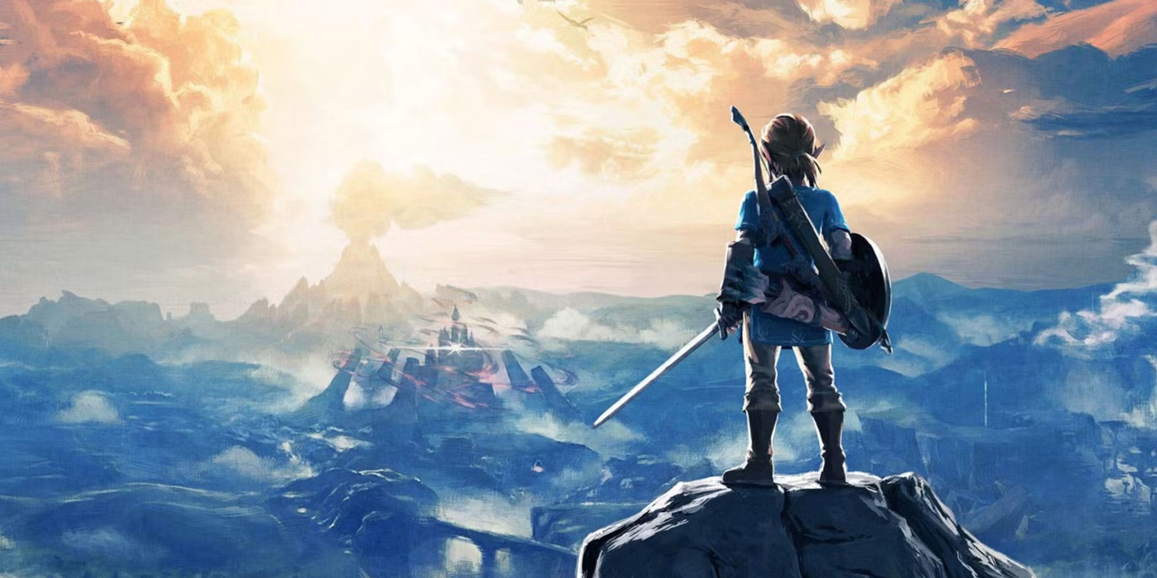 link looking at hyrule castle in breath of the wild.