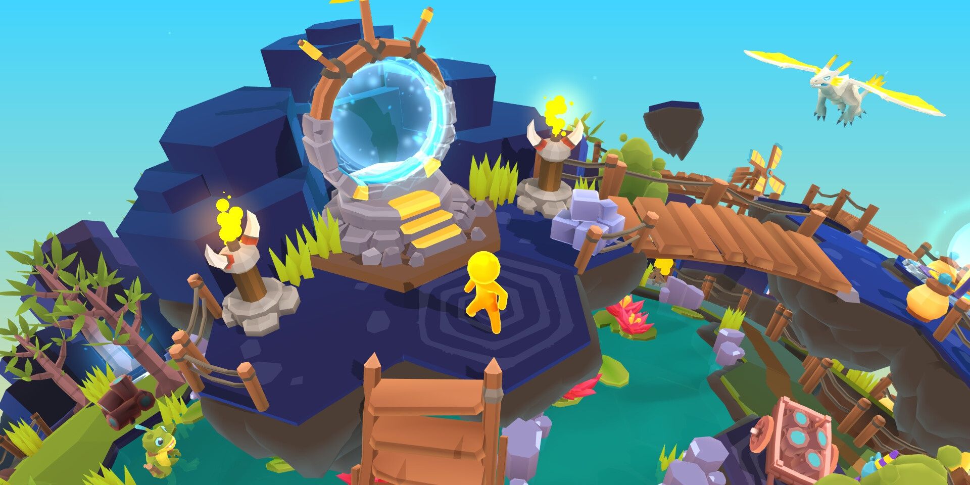 A swamp styled planet complete with a portal in My Little Universe.