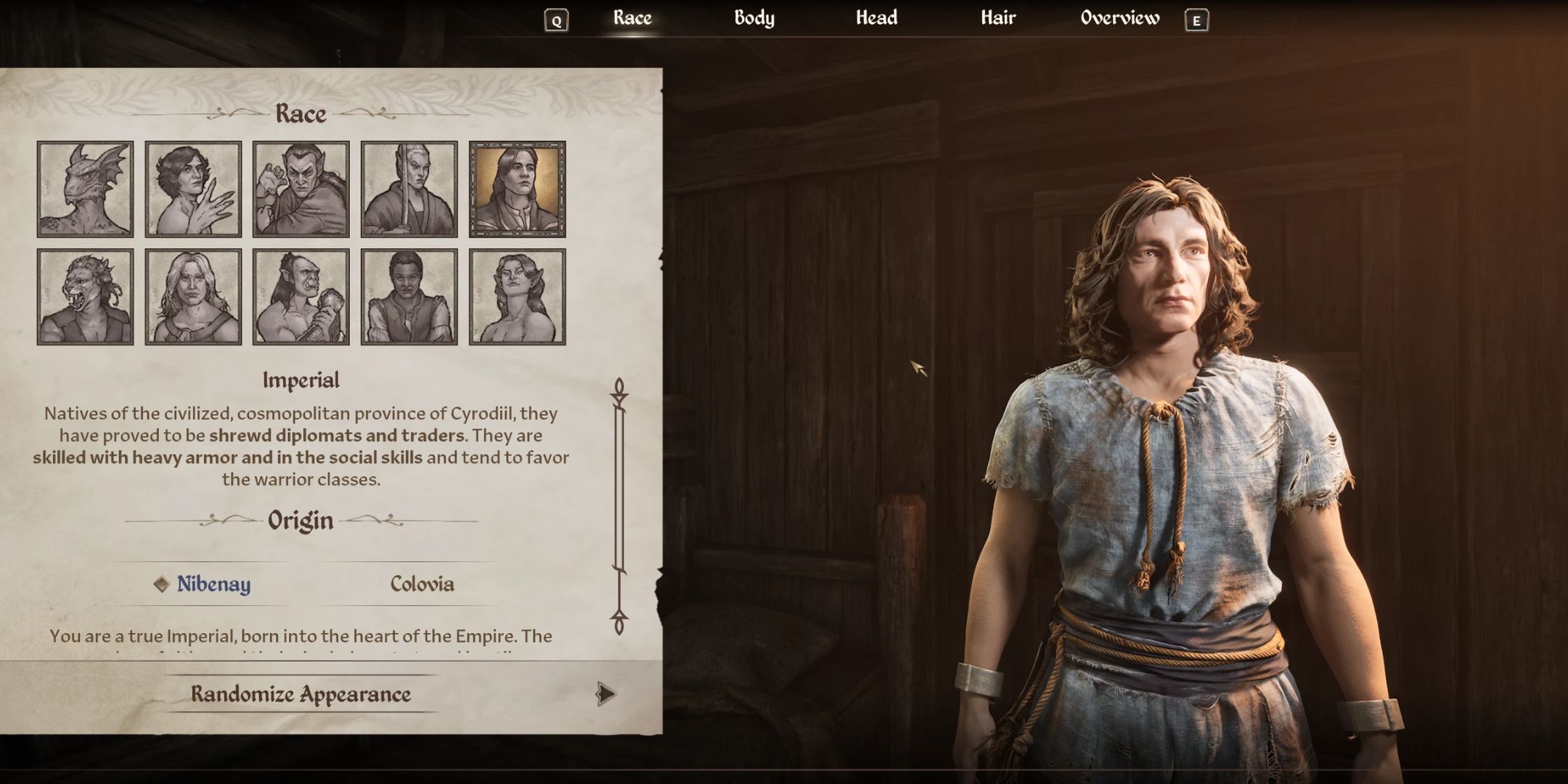 A screenshot from the Alternative Start mod for Oblivion, showing the character creator taking place on a ship instead of the prison