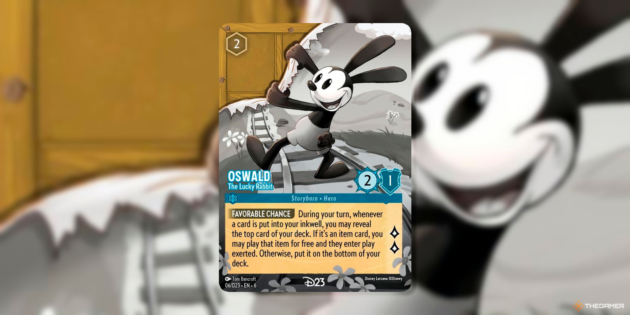 Oswald, The Lucky Rabbit (D23 Promo, 6) Character Card From Disney Lorcana.