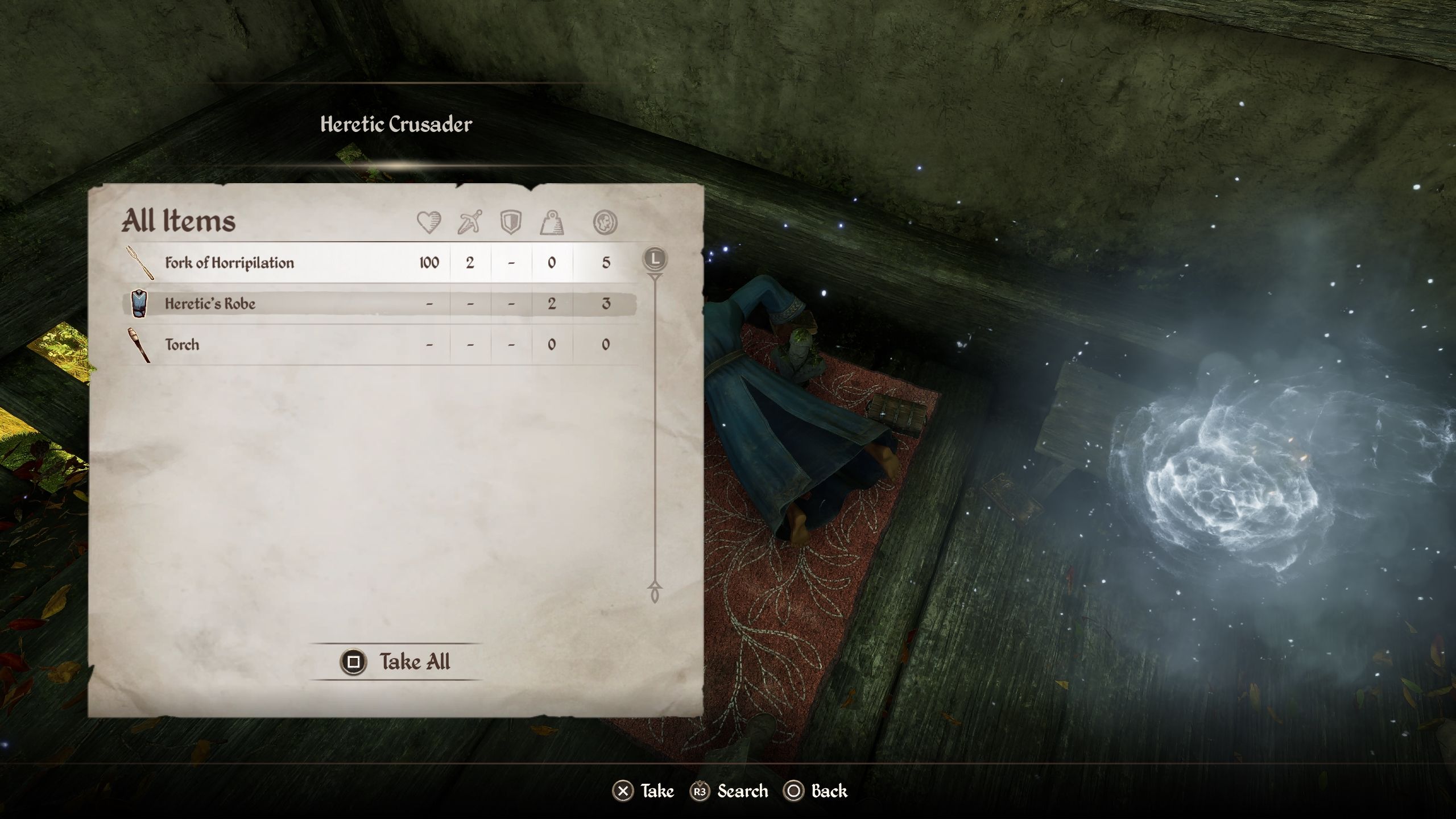 Player about to loot the Fork Of Horripilation - Oblivion Remastered