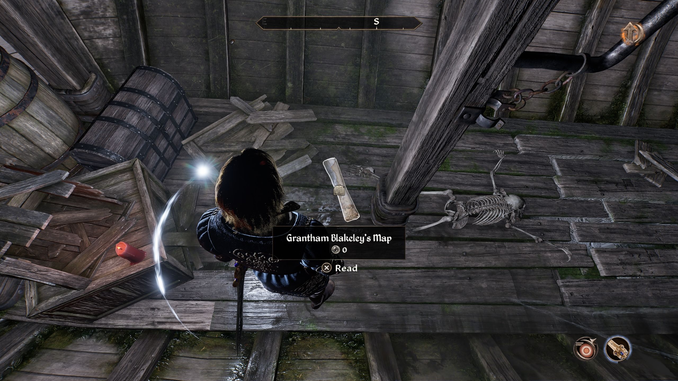 Player about to pick up a treasure map - Oblivion Remastered
