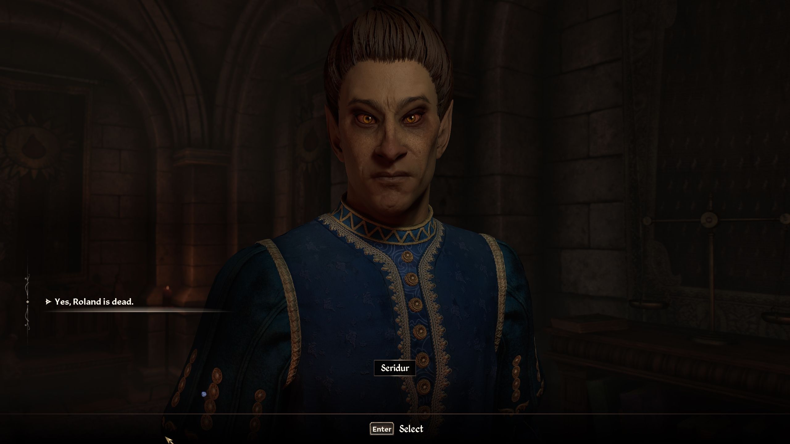 Player is speaking to Seridur about Roland - Oblivion Remastered