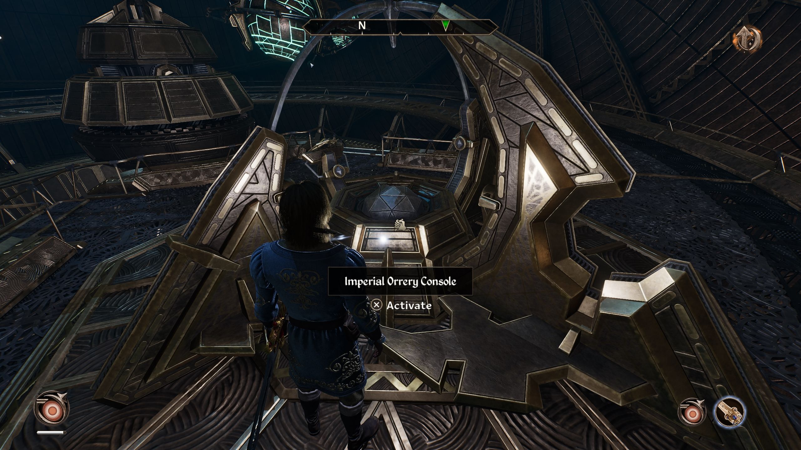 Player is standing in front of the console of the orrery machine - Oblivion Remastered
