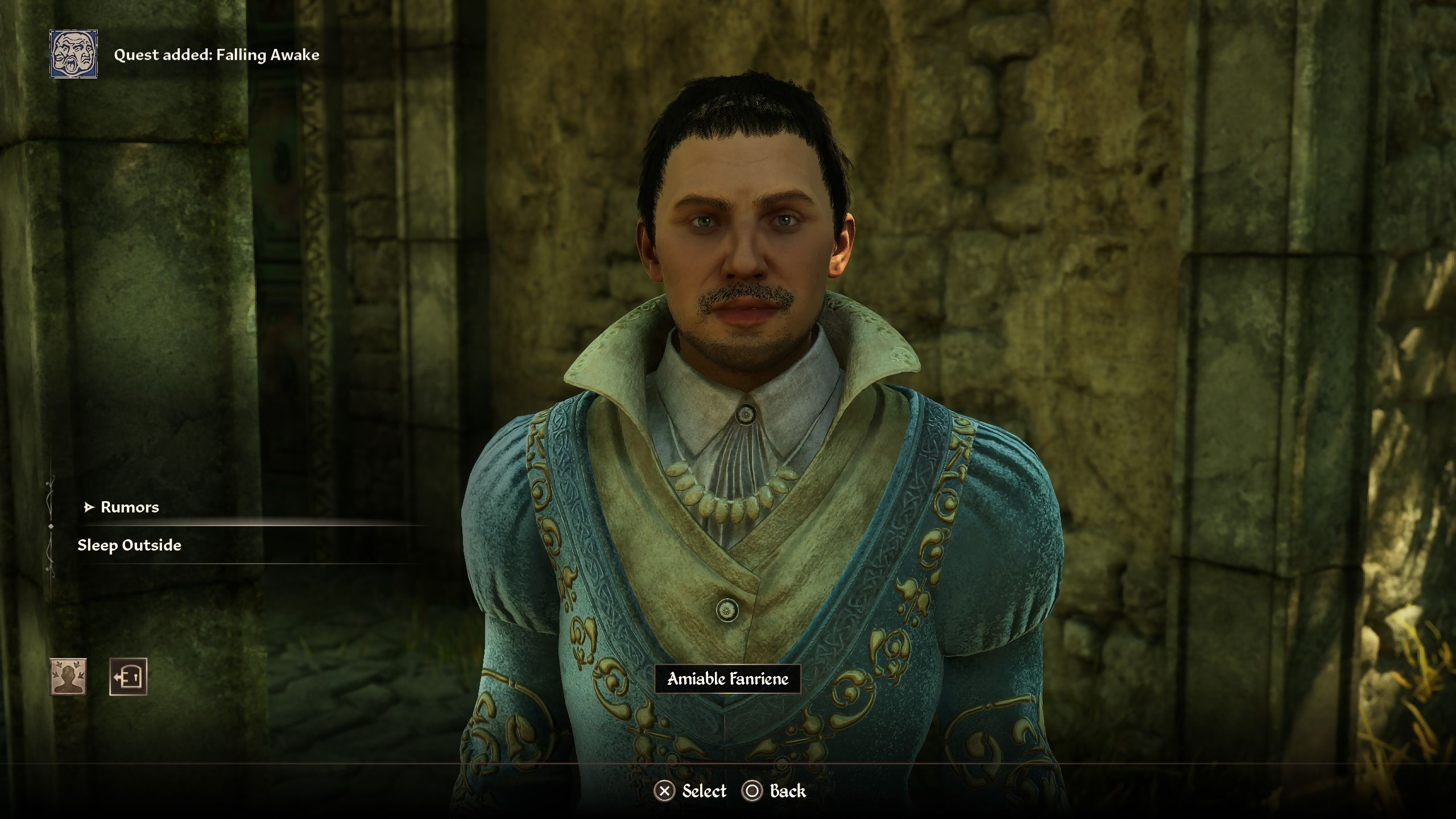 Player speaking to Amiable Fanriene - Oblivion Remastered