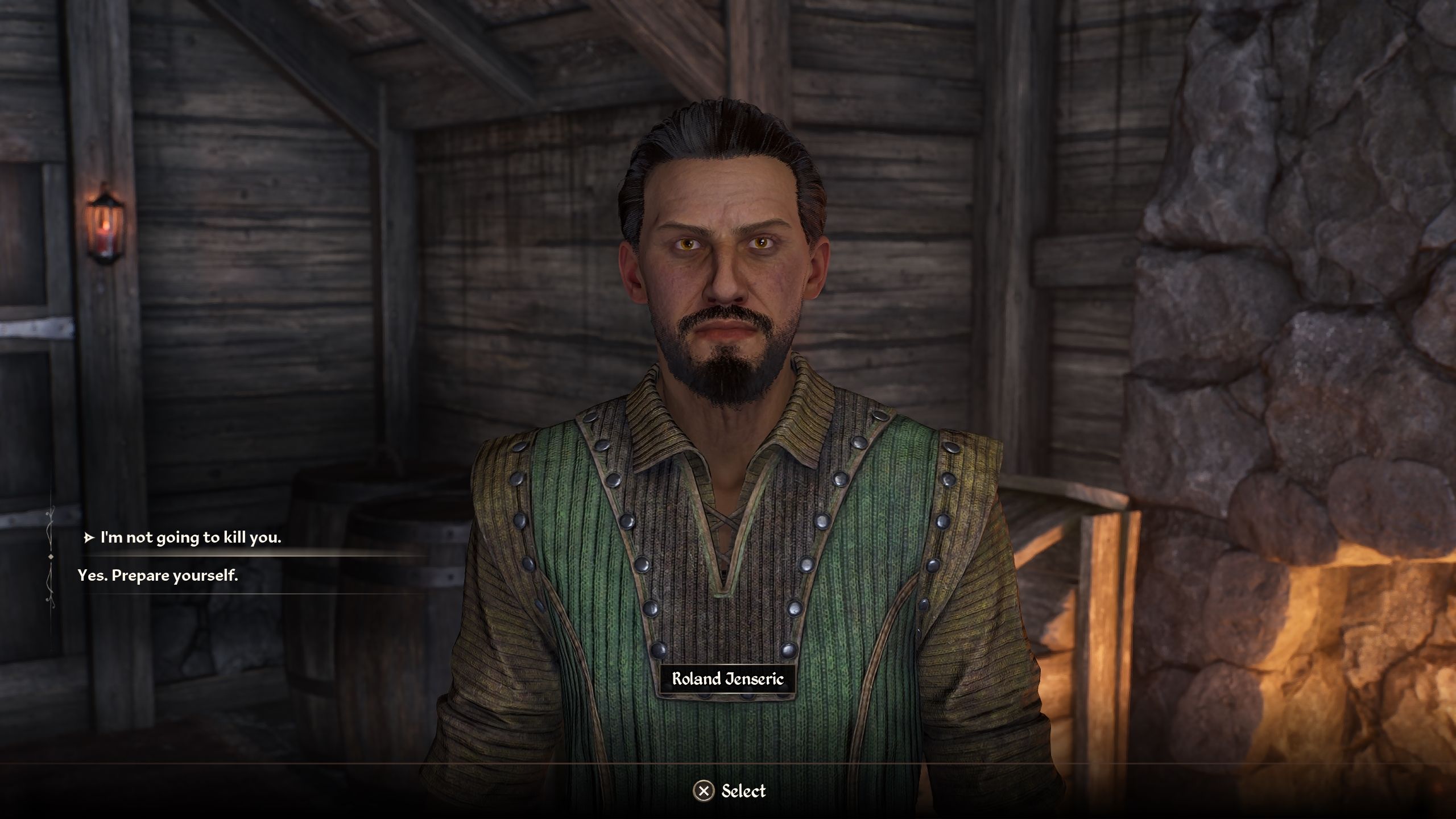 Player speaking with Roland about sparing him - Oblivion Remastered