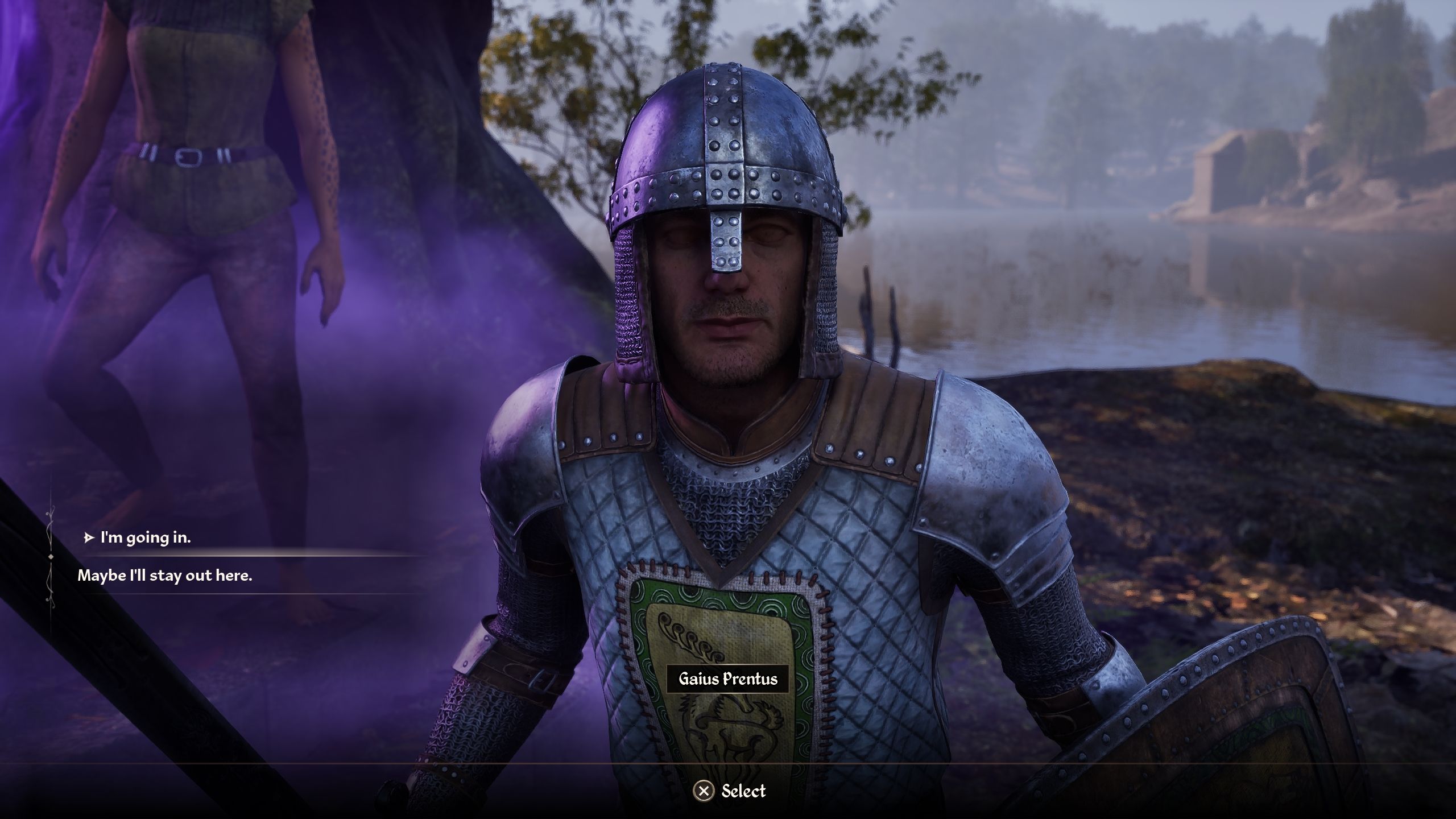 Player standing in front of the guard Prentus and speaking to him - Oblivion Remastered