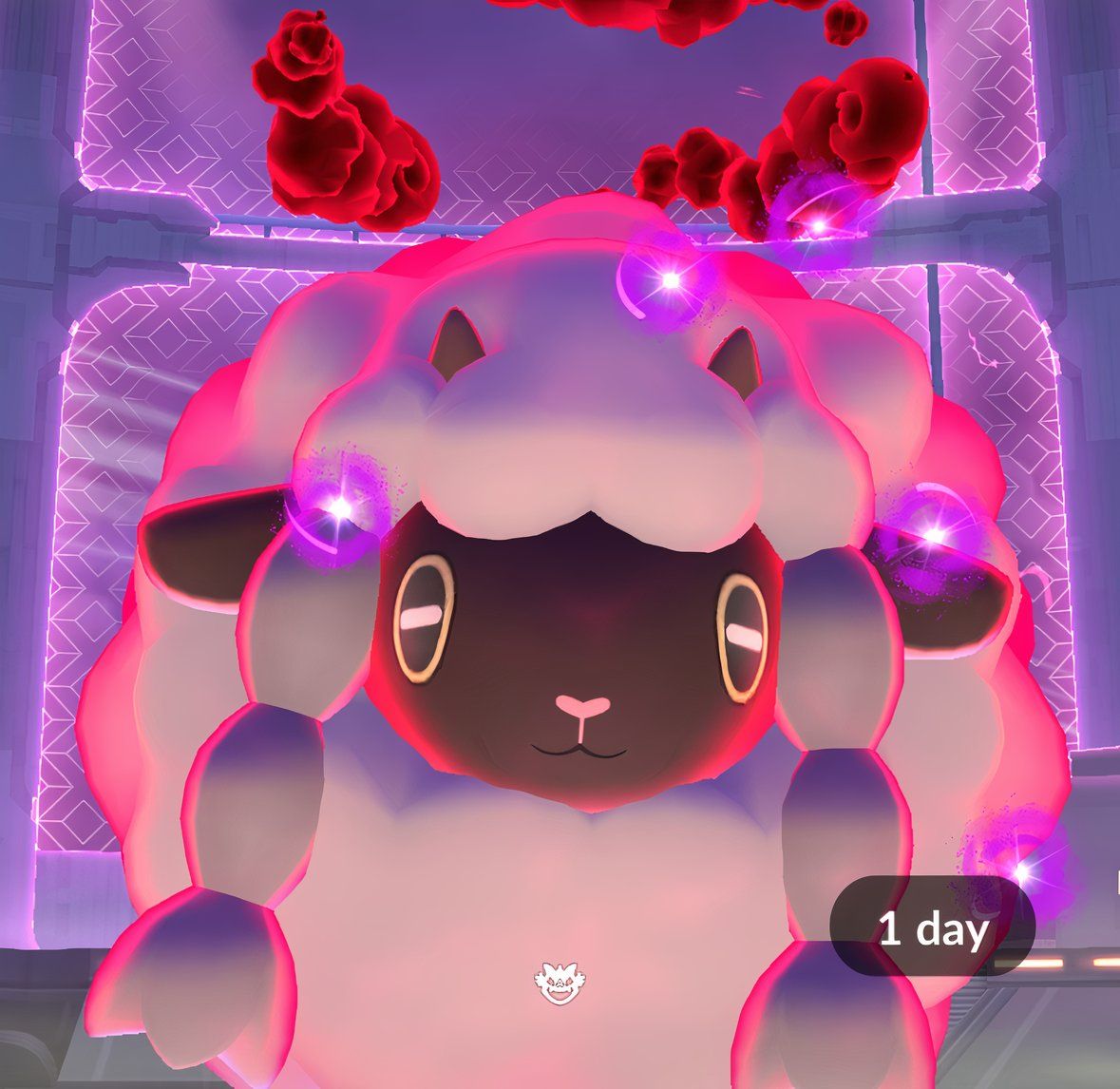Pokemon Go's maximum combat screen of Dynamax Wooloo.