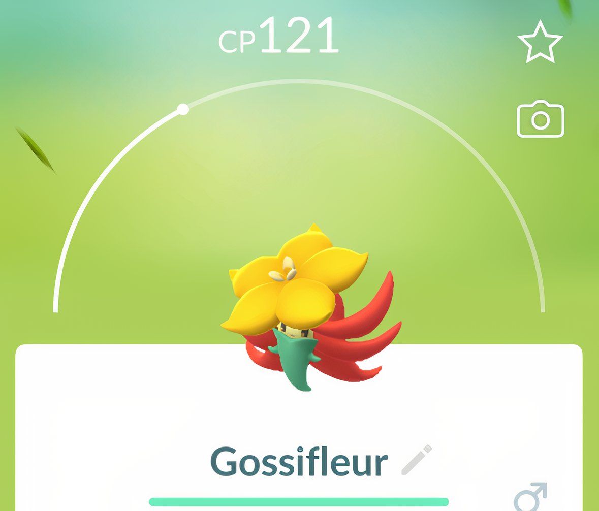 Gossifleur catch screen from Pokemon Go.
