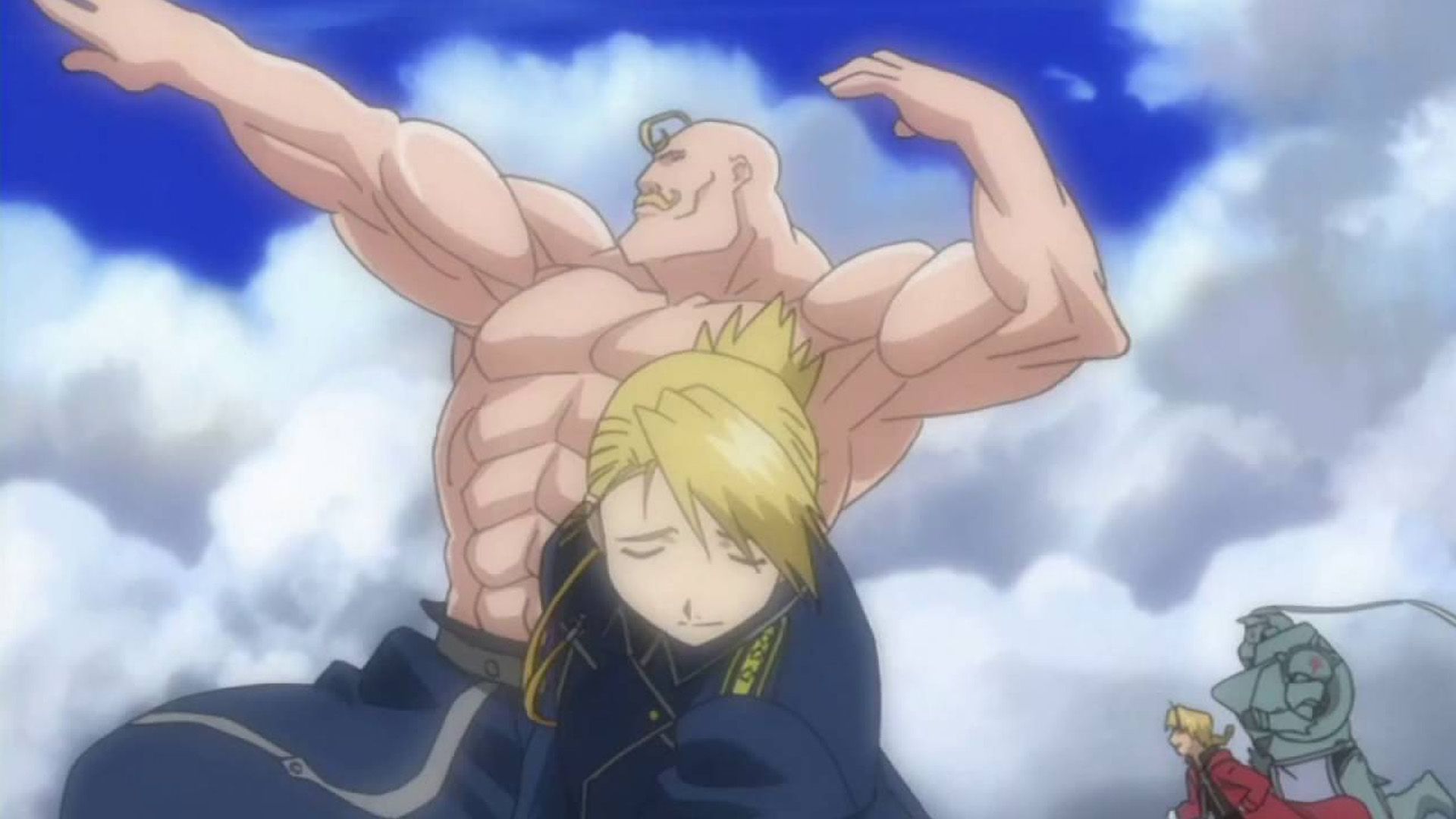 Riza Hawkeye and Alex Louis Armstrong from Fullmetal Alchemist.