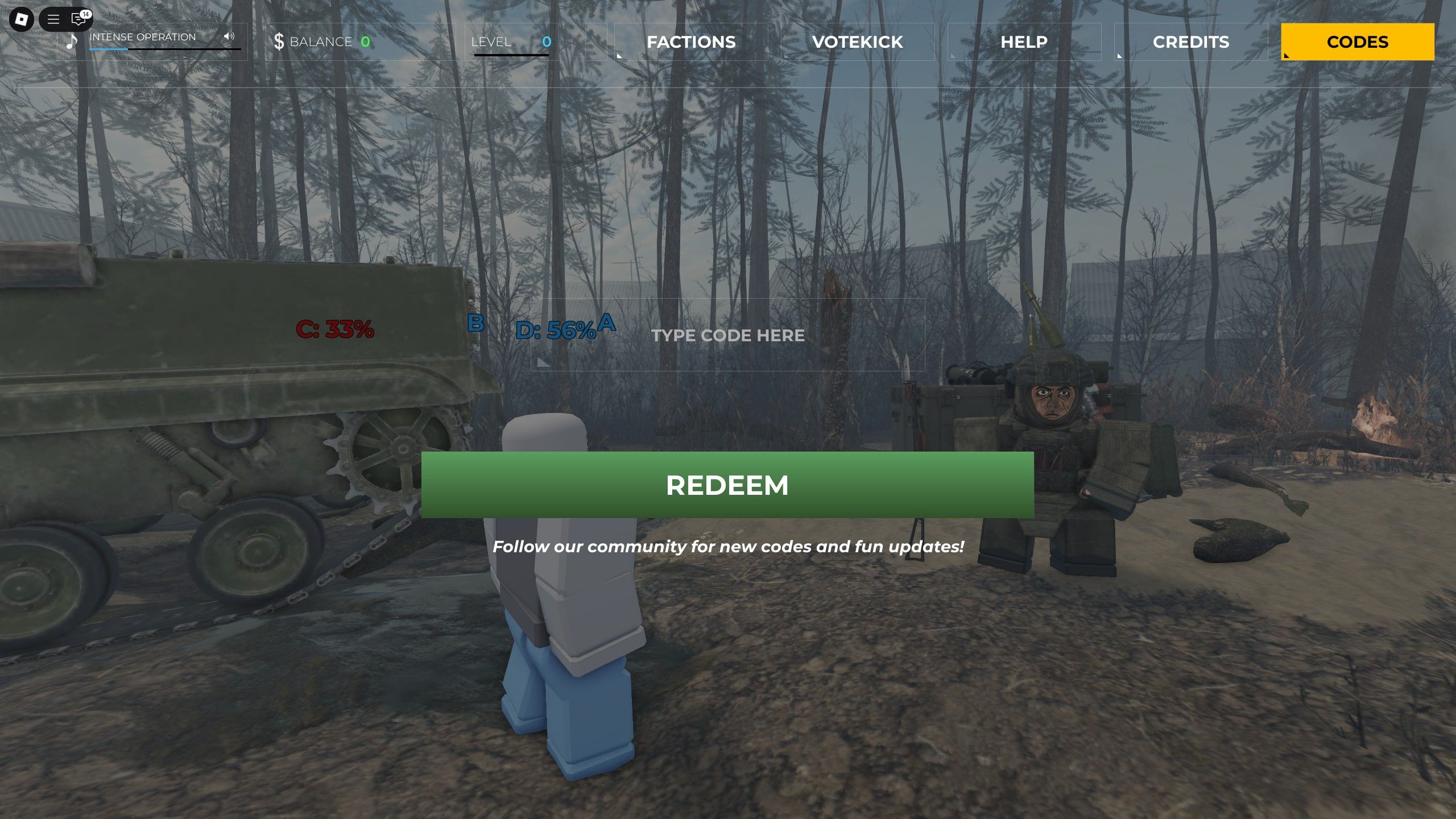 the codes box in Eastern Reign on Roblox