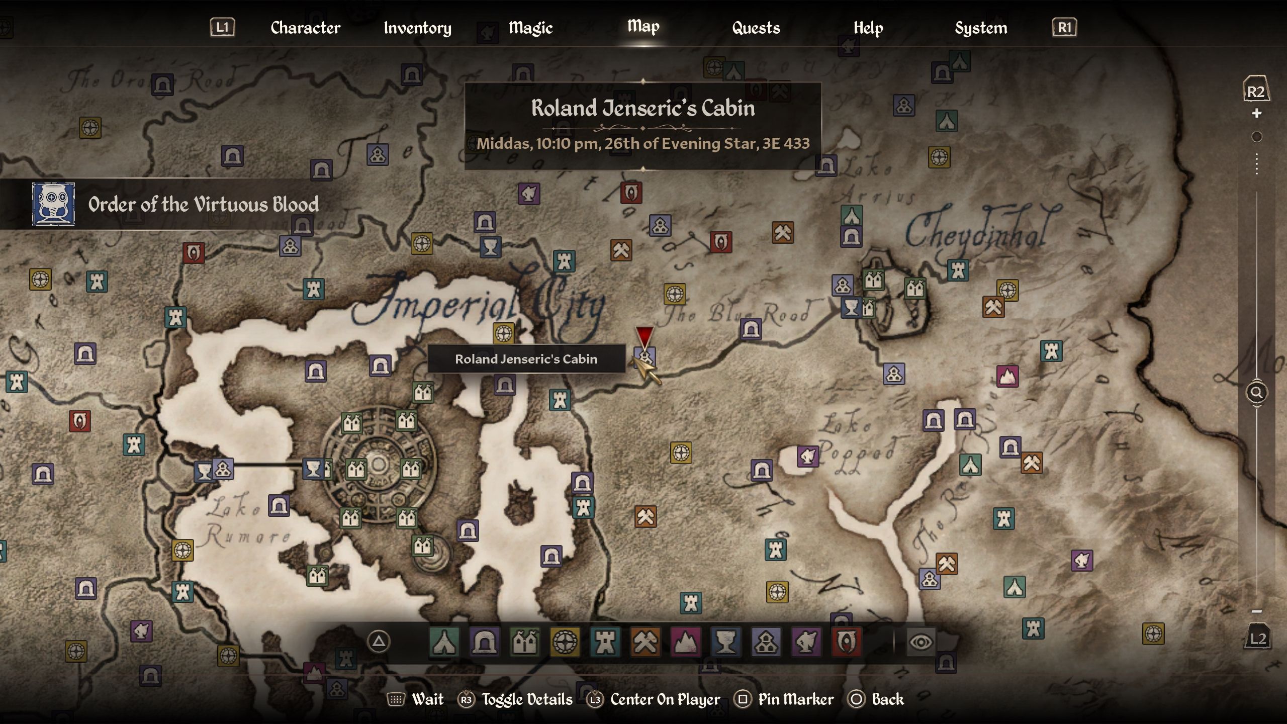 Roland cabine location on the map - Oblivion Remastered