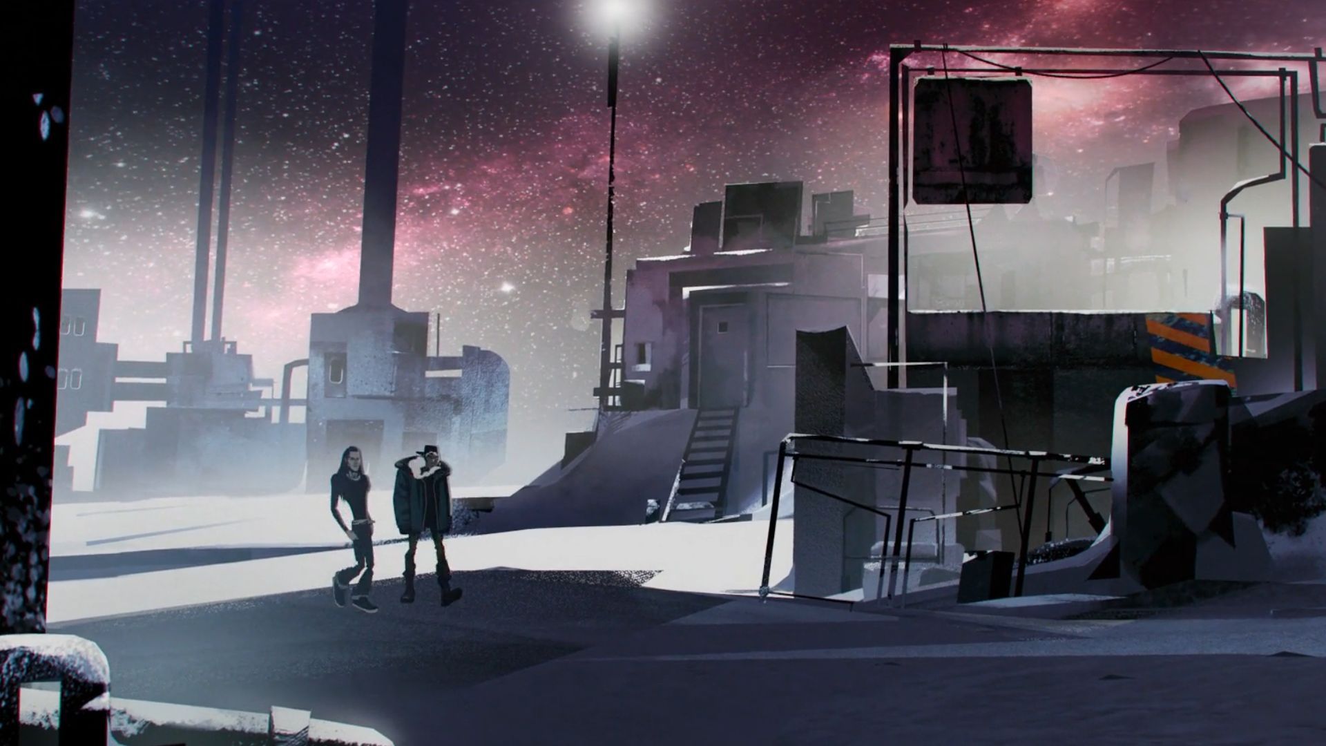 Sijuk and Fletcher are hanging in 'ice' from death + robot.