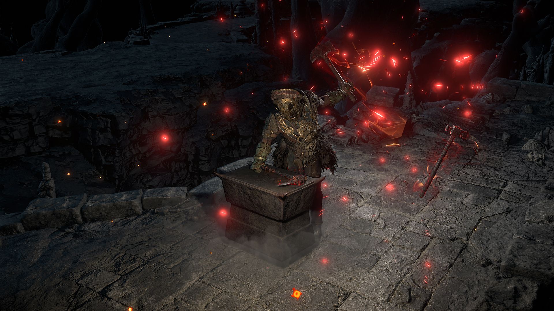 A Smith of Kitava hammering an anvil in Path of Exile 2.