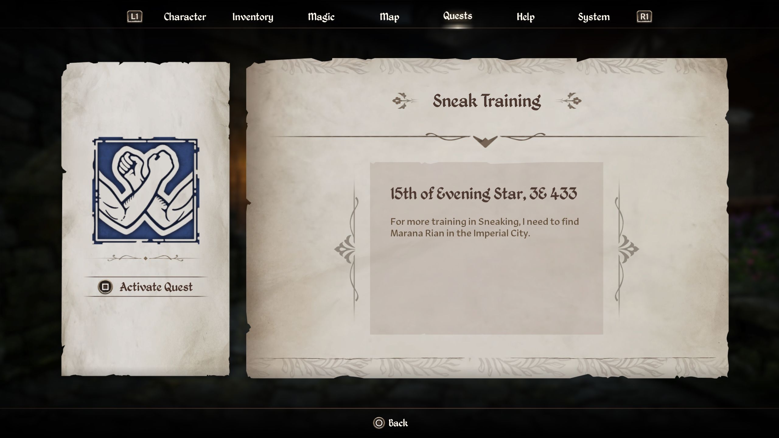 Sneak training quest - Oblivion Remastered