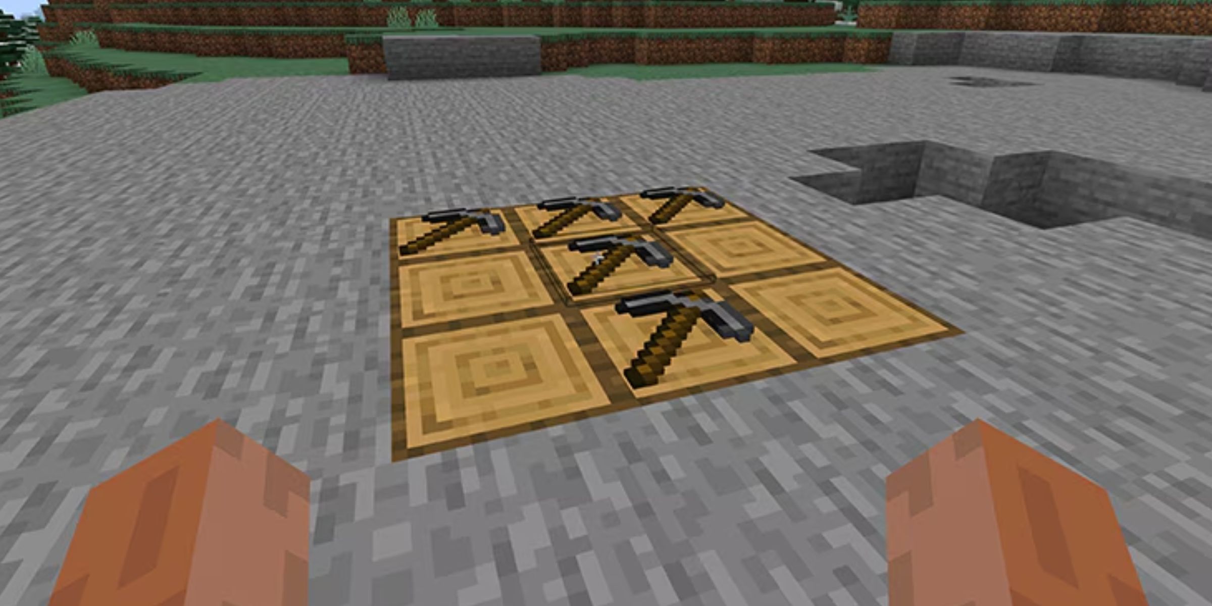 Steve makes stone pickens on the ground in a single block at a time. April Foz's Mine Craft Updated.