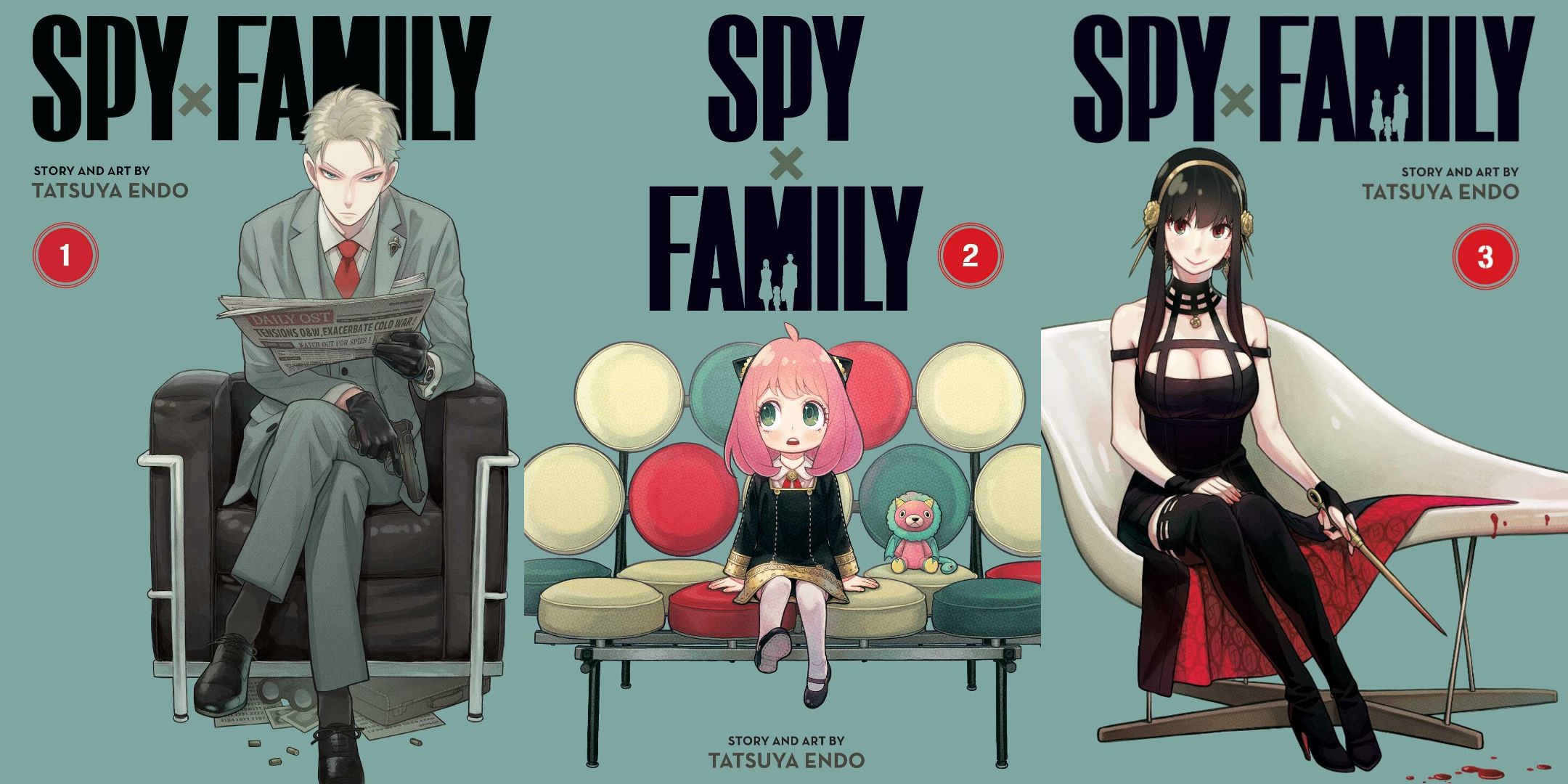 سه جلد مانگا اول برای Spy X Family.