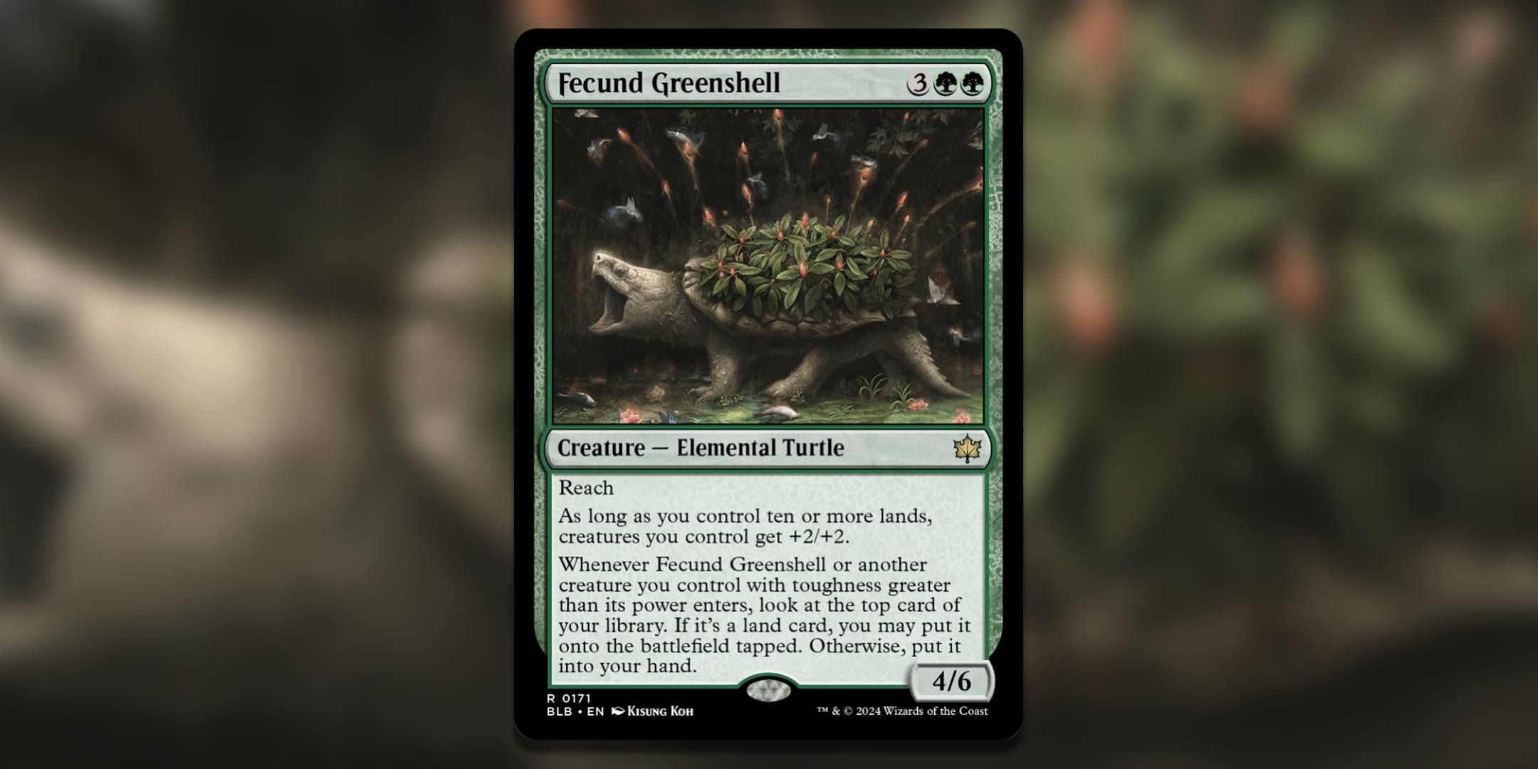 The Magic The Gathering card Fecund Greenshell by Kisung Koh.