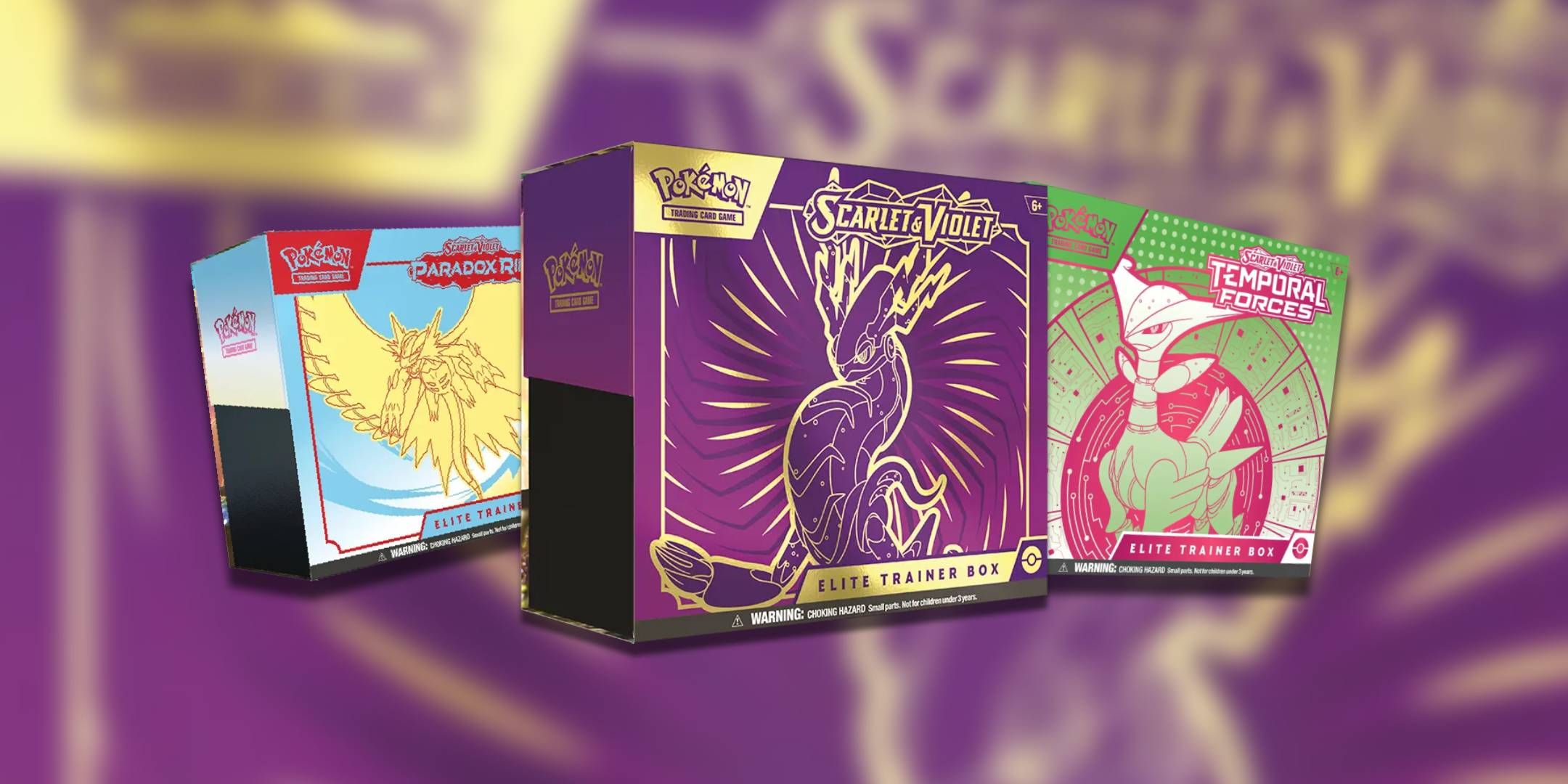 The Pokemon TCG three cheapest Elite Trainer Boxes.