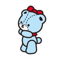 Tiny Blue Sanrio character on a white background.
