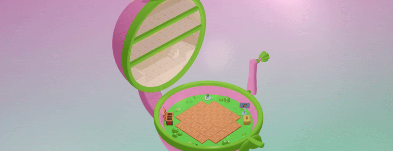 Tiny Garden toy case showing the toy full and empty.-anim