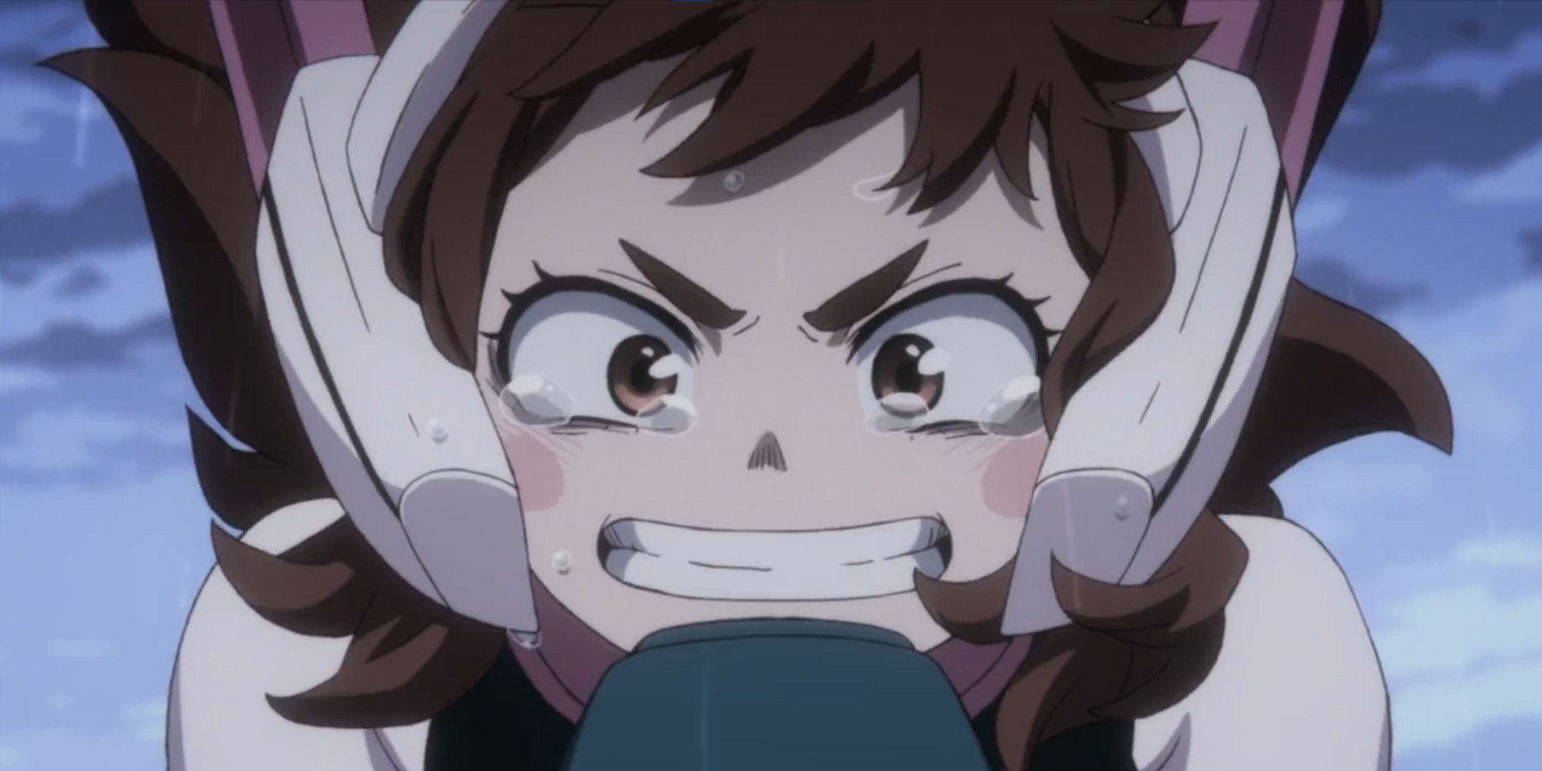 My hero from Academia has a loudspeaker with tears in his eyes.