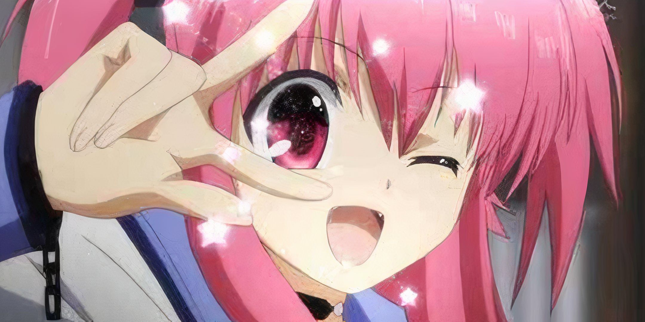 Yu makes a sign of peace in angelic blows.