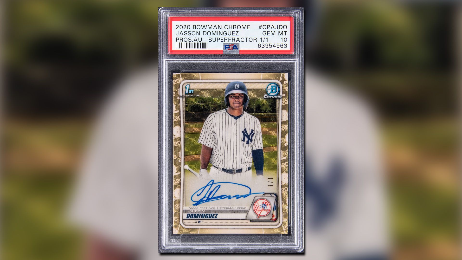 2020 Bowman Chrome Prospect Autographs Superfractor #CPA-JDO Jasson Dominguez Card.