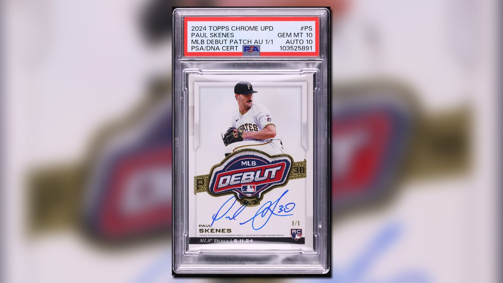 2024 Topps Chrome Update Paul Skenes RC MLB اولین کارت اتومبیل پچ.
