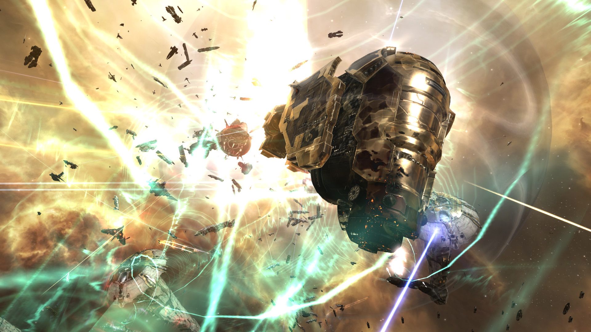 A space battle in Eve Online.