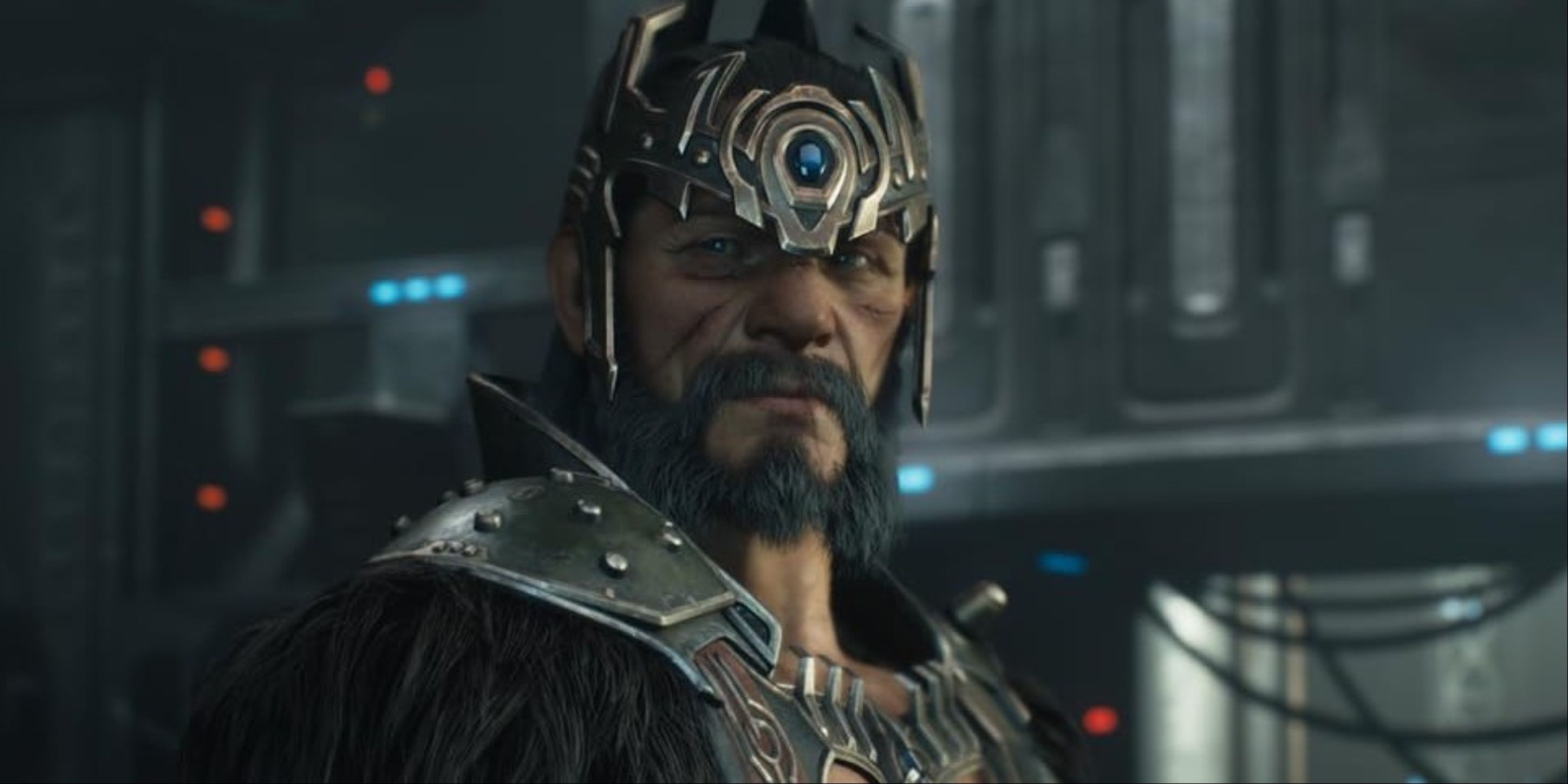 A close-up of King Novik in Doom The Dark Ages.