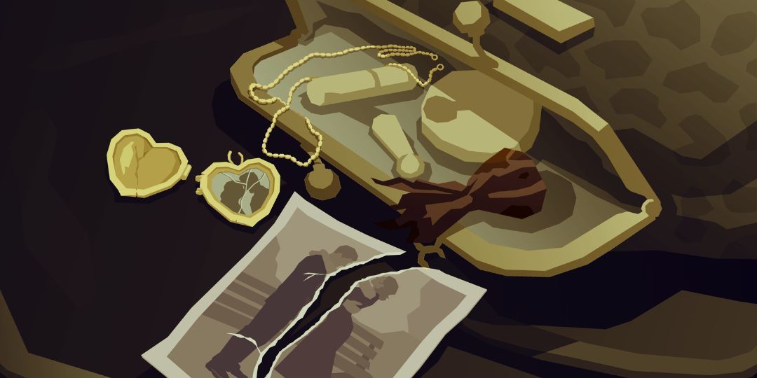 A photo of two lovers has been torn in half.