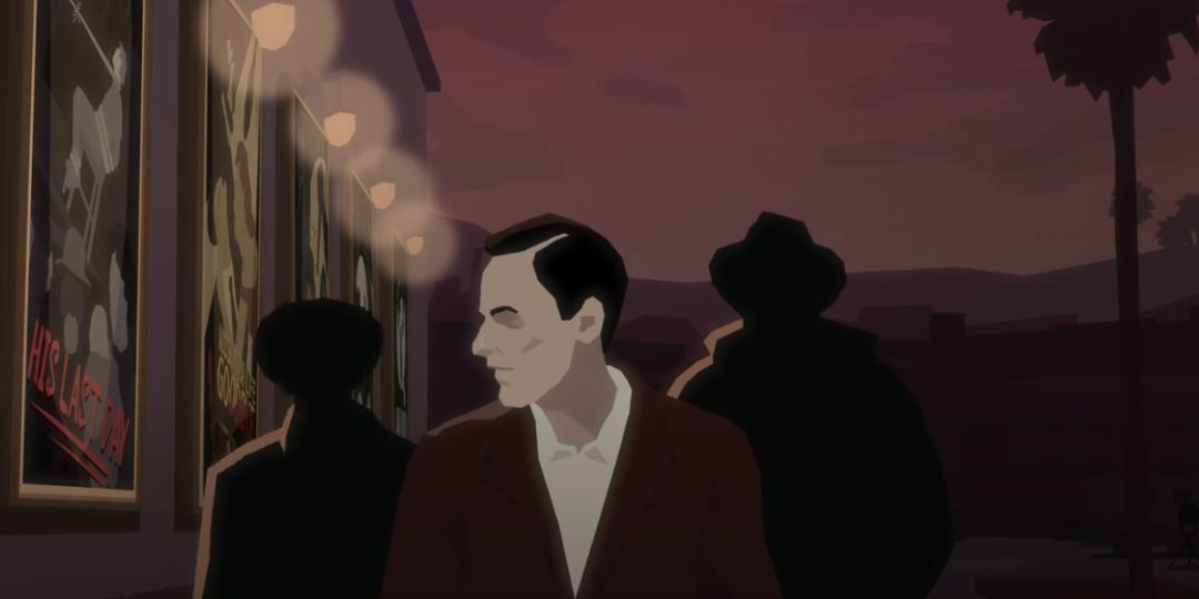A young man is stalked by two figures in the shadows