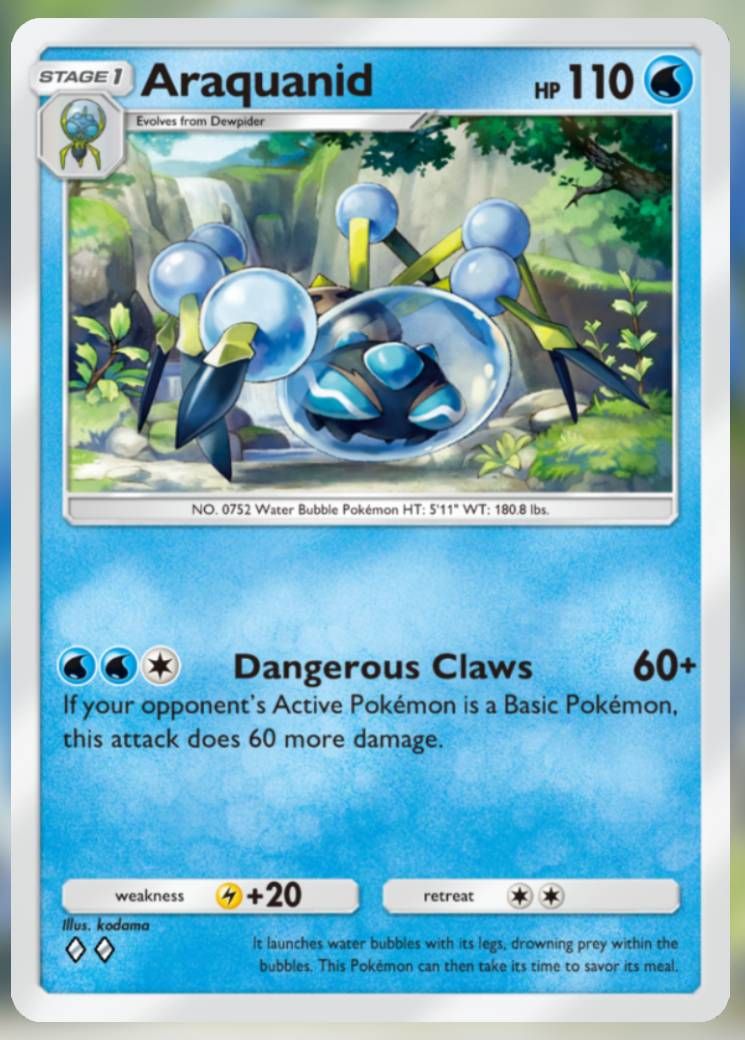 The Araquanid card, from Celestial Guardians in Pokemon TCG Pocket.