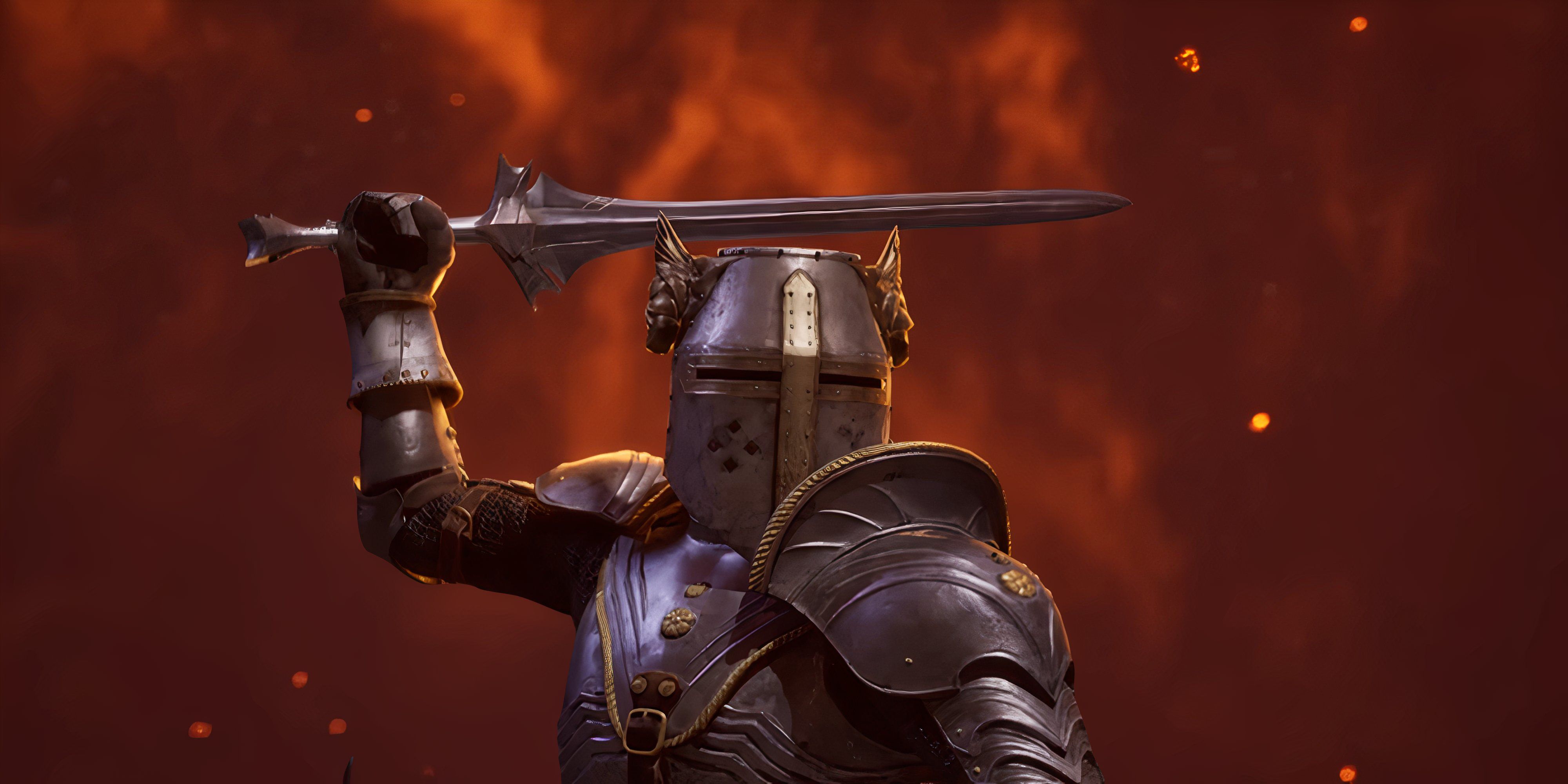 armored character swinging a short sword in oblivion remastered.