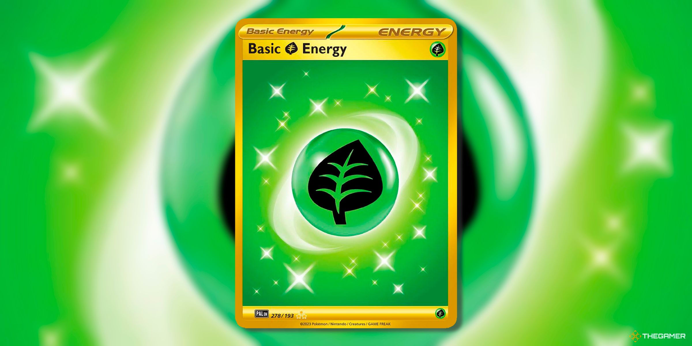 Basic grass energy (Hyper Rare, 278) Pokémon TCG manufactured card from expansion Paladia.