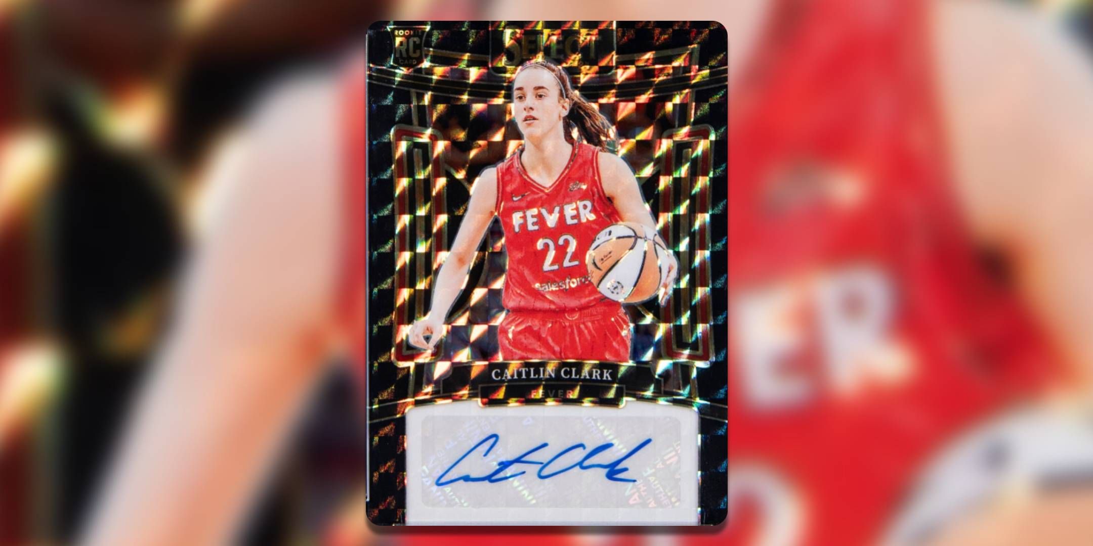 The Catalin Clark Holographic Sign in Basketball Card appears while driping basketball.