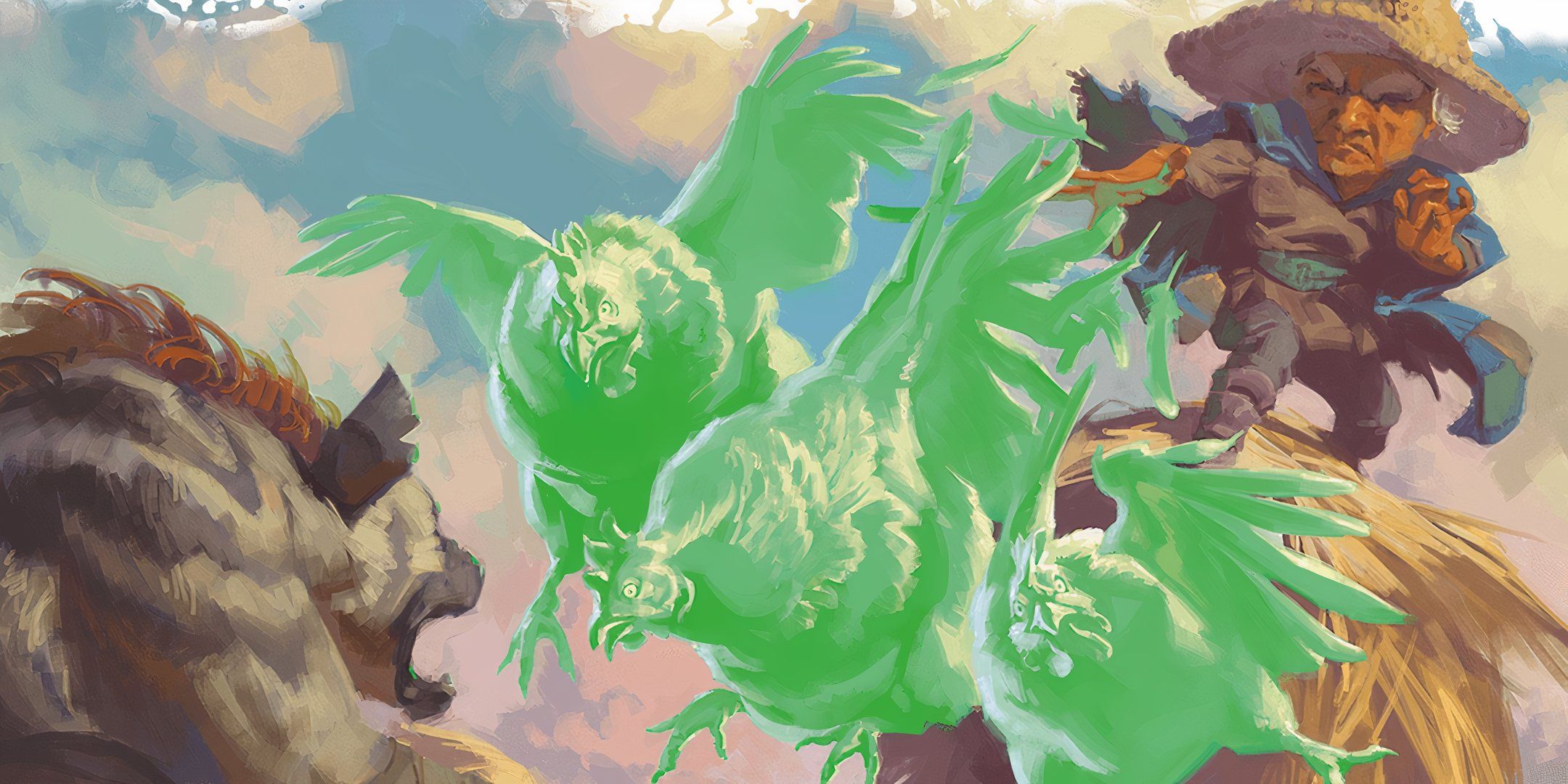 Farmers cast magic missiles, but missiles look like chickens in DND. 
