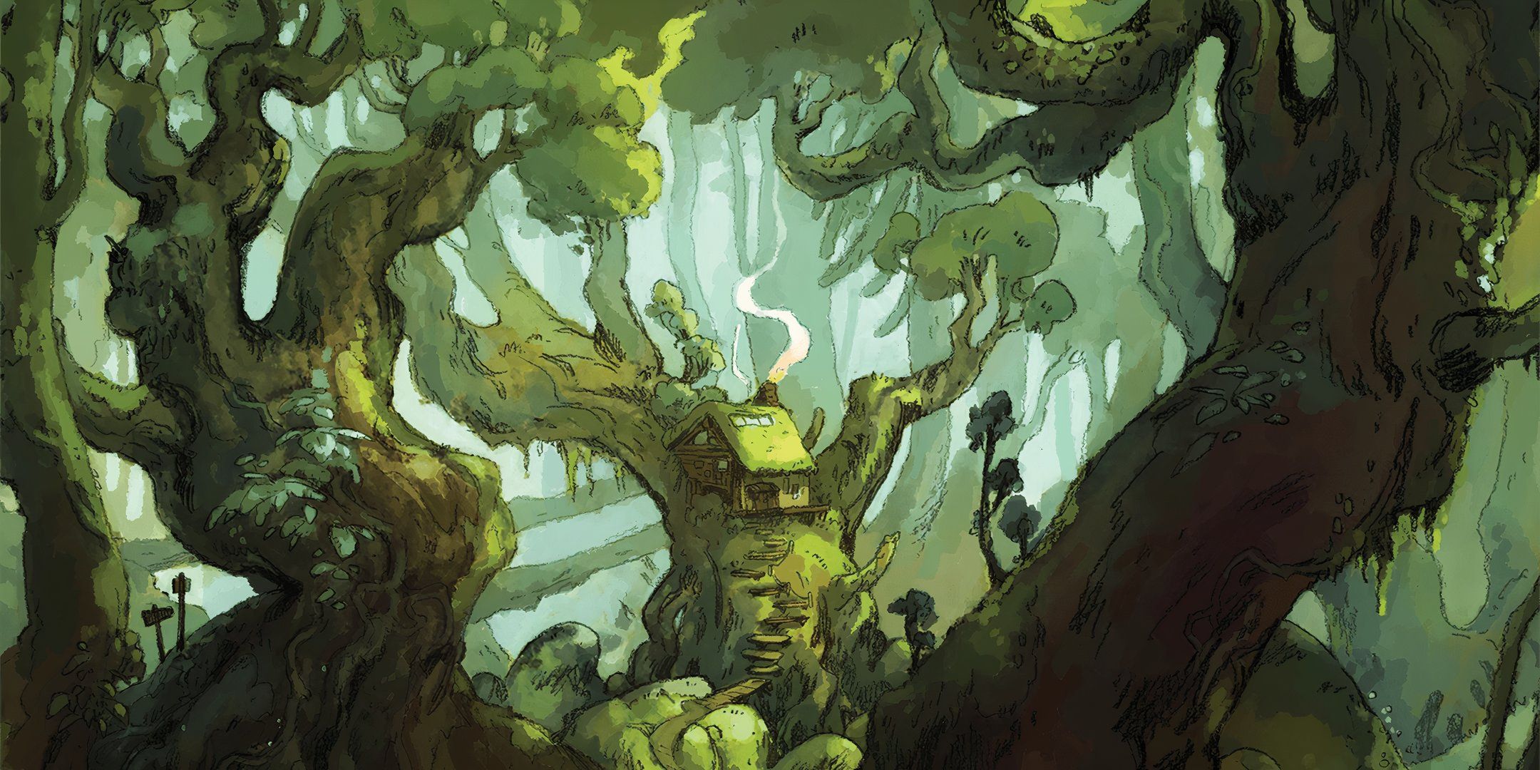 A house nestled inside a tree in Humblewood in DND. 