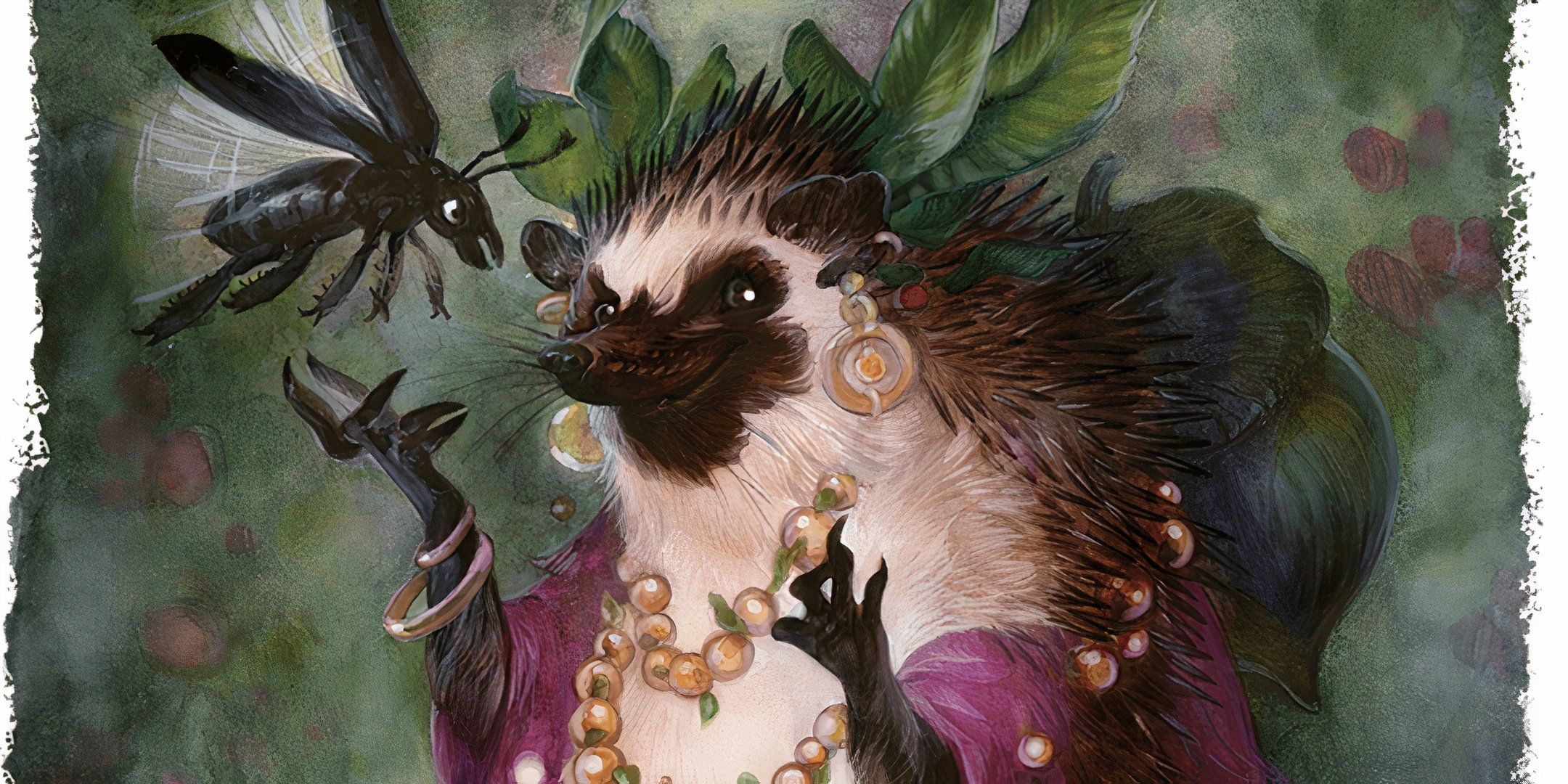 A hedge creature from Humblewood with a giant insect in DND. 