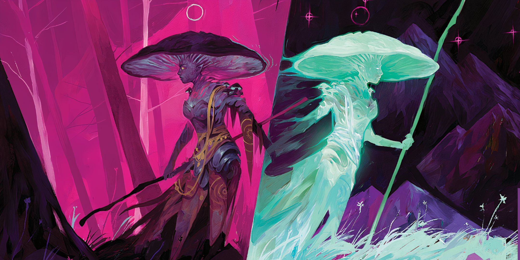 A fungril player-character in Daggerheart astral projecting their spirit form.